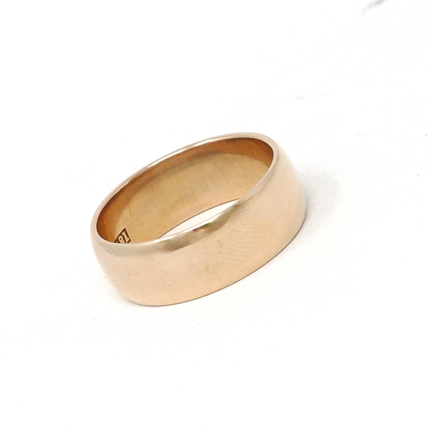 Antique Wedding Band - Edwardian 18k Yellow Gold 6.5 mm Stacking Unadorned Ring - Circa 1910s Era Size 6 Comfort Fit Fine Bridal Jewelry