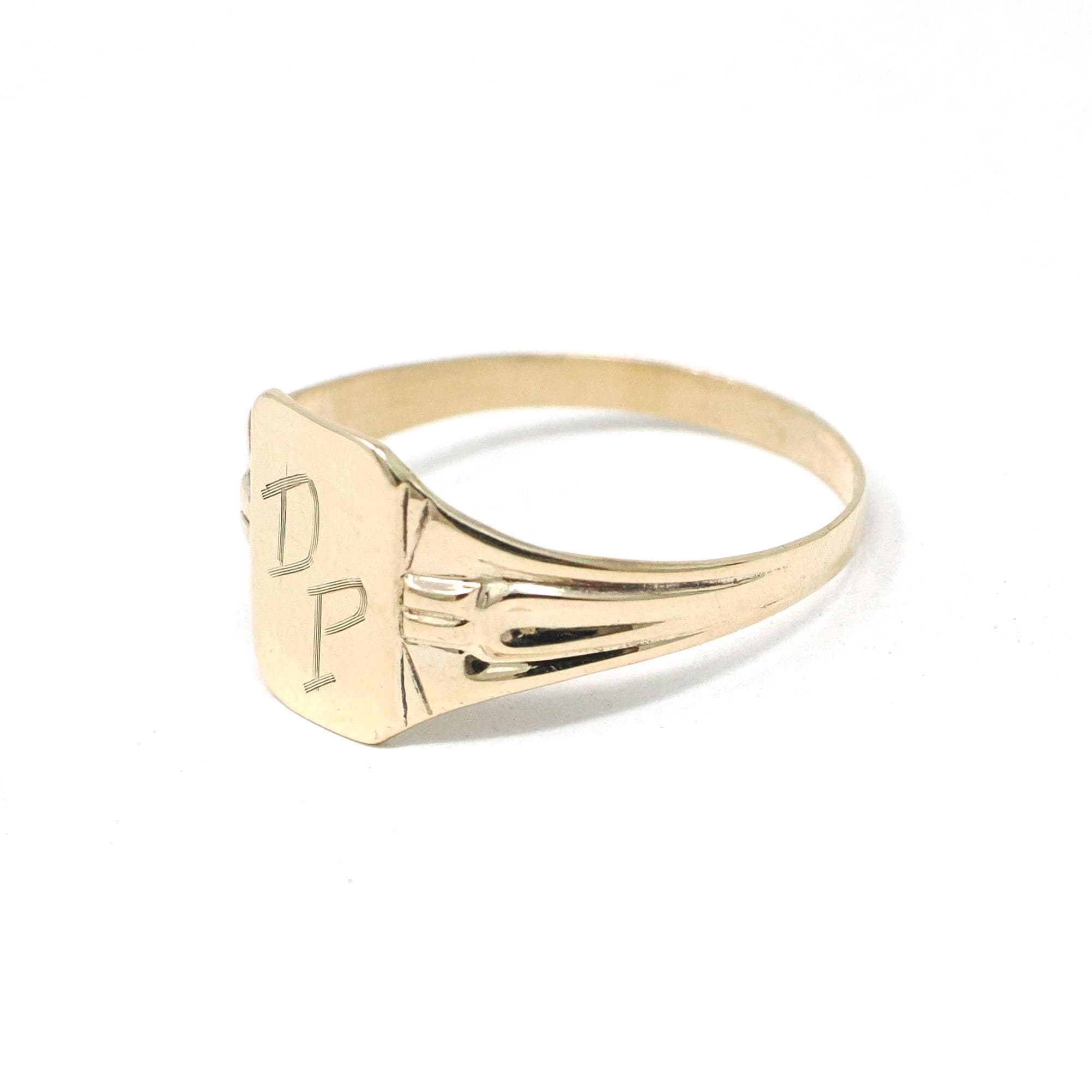 Vintage Signet Ring - Art Deco 10k Yellow Gold "DP"Engraved Initials Midi Pinky Ring - Circa 1920s Size 5 1/2 Ostby & Barton Fine Jewelry