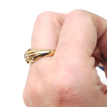 Edwardian Diamond Ring - Antique 18k Yellow Gold .40 CT Men's Unisex Belcher Solitaire - Vintage 1910s Size 8 1/2 Fine Engagement Jewelry