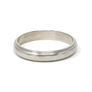 Modern Wedding Band - Estate 14k White Gold 4.2 MM Half Round Milgrain Eternity Ring - Circa 2000s Era Size 11 3/4 Stacking Fine Jewelry
