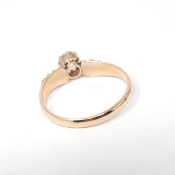 Victorian Diamond Ring - Antique 14k Rosy Yellow Gold .49 CT Old Mine Cut Handmade Solitaire - Circa 1890s Size 7 Fine Floral Bridal Jewelry
