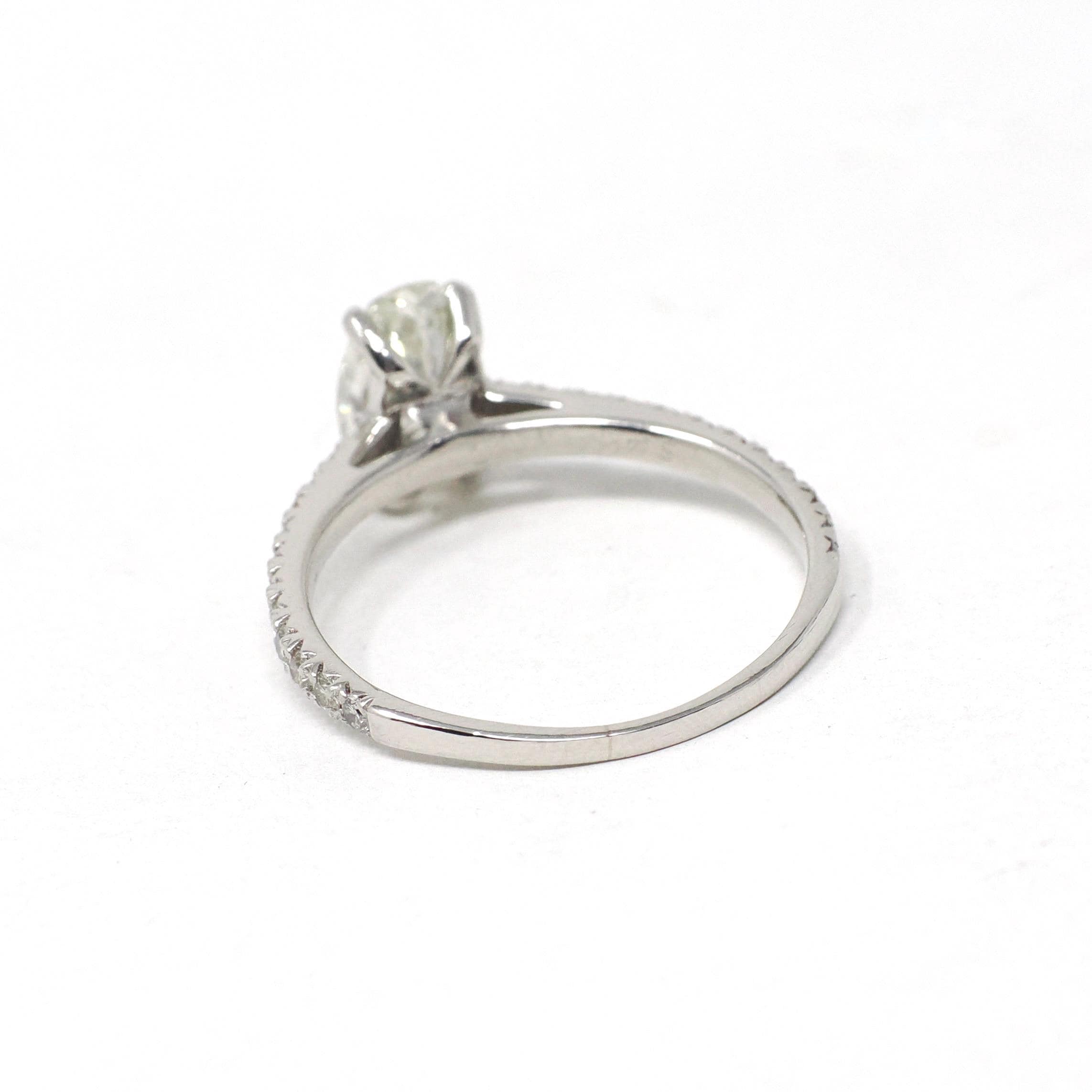 Oval Diamond Ring - Modern Platinum Natural 2.22 CTW Classic Accented Engagement - Circa 2000s Era Size 9 1/4 Fine Bridal Wedding Jewelry