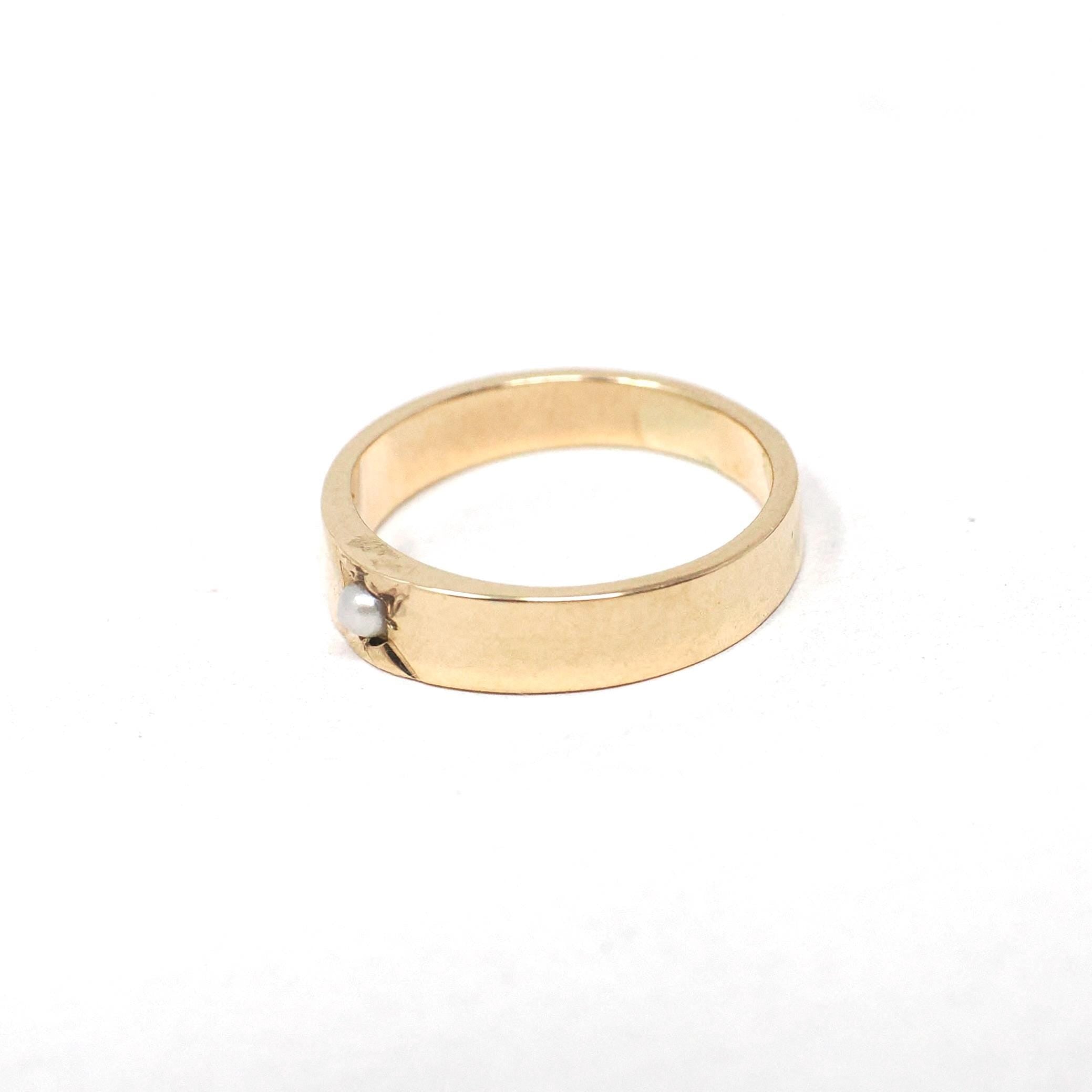 Antique Baby Ring - Edwardian 10k Yellow Gold Seed Pearl Midi - Vintage 1910s Era Size 1/4 Children's OB Ostby Barton Dainty Fine Jewelry