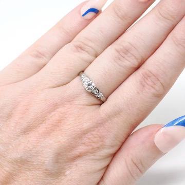 Art Deco Engagement Ring - Rare Vintage 20k White Gold Natural .43 CTW Diamonds - Circa 1930s Era Size 6 1/4 Fine Celestial Bridal Jewelry
