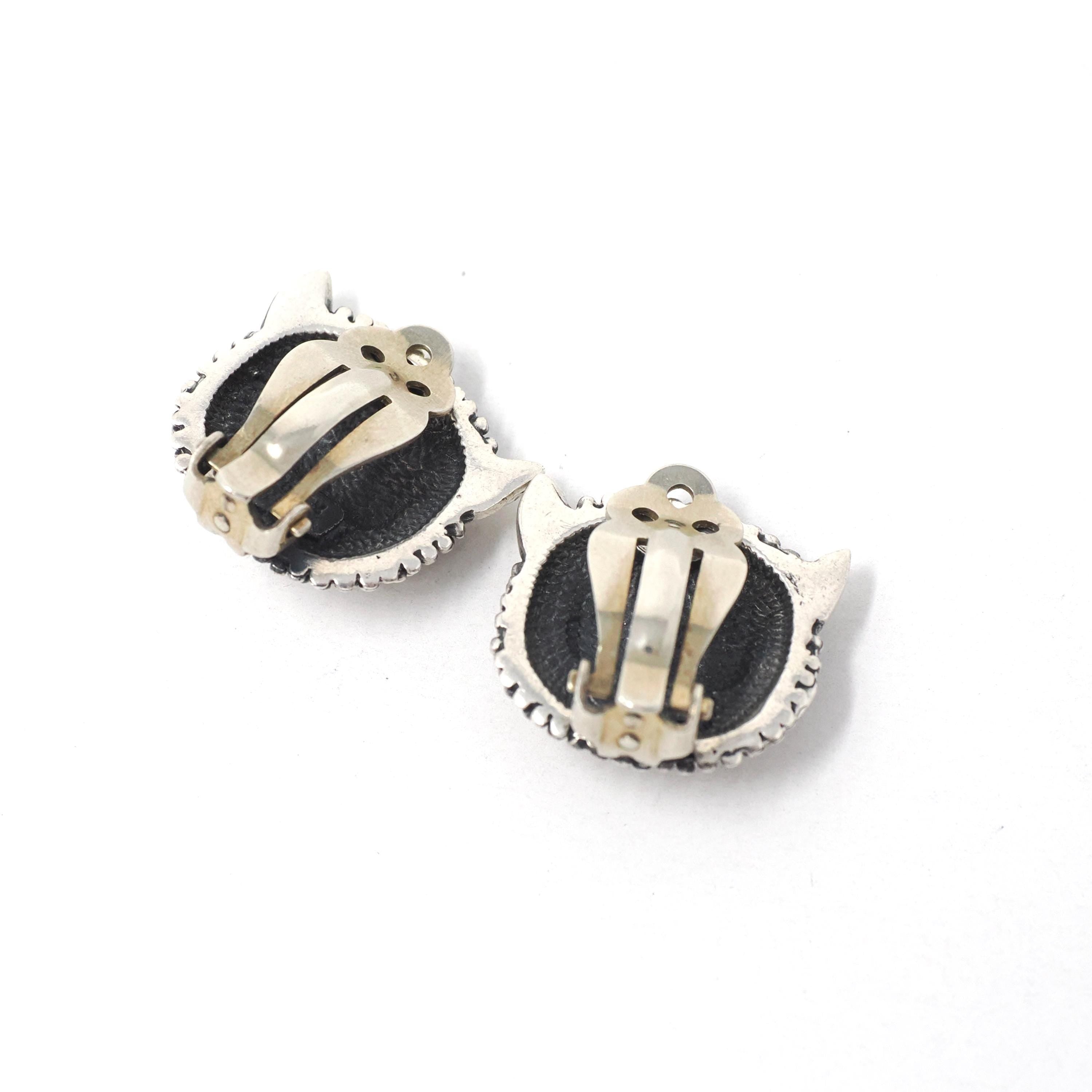 Sterling Silver Owl Earrings - Vintage Figural Repousse Detailed Non Pierced Style Clip Backs - Circa 1980s Era Bold Statement Jewelry
