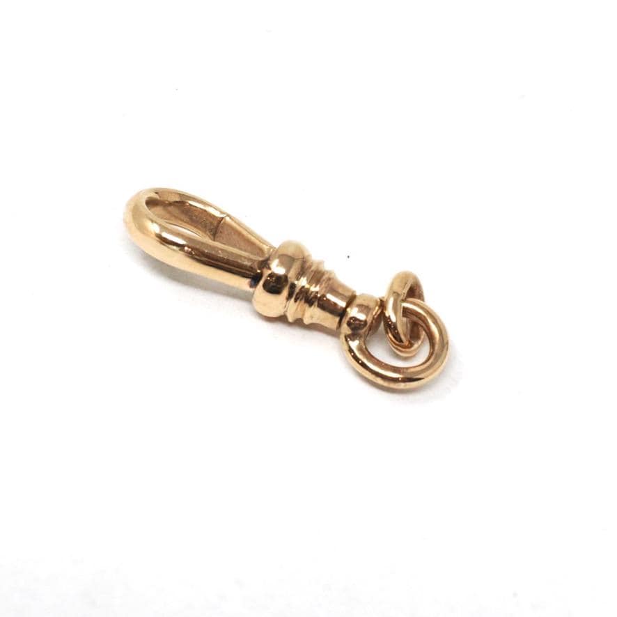 Antique Dog Clip - Edwardian 10k Rosy Yellow Gold Necklace Finding Stationary Clasp - Circa 1910s Era Charm Pendant Holder Fine Jewelry