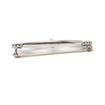 Art Deco Brooch - Vintage 14k White Gold Marquise Filigree & .06 CT Natural Diamond Pin - Circa 1930s Era Rock Crystal Quartz Fine Jewelry
