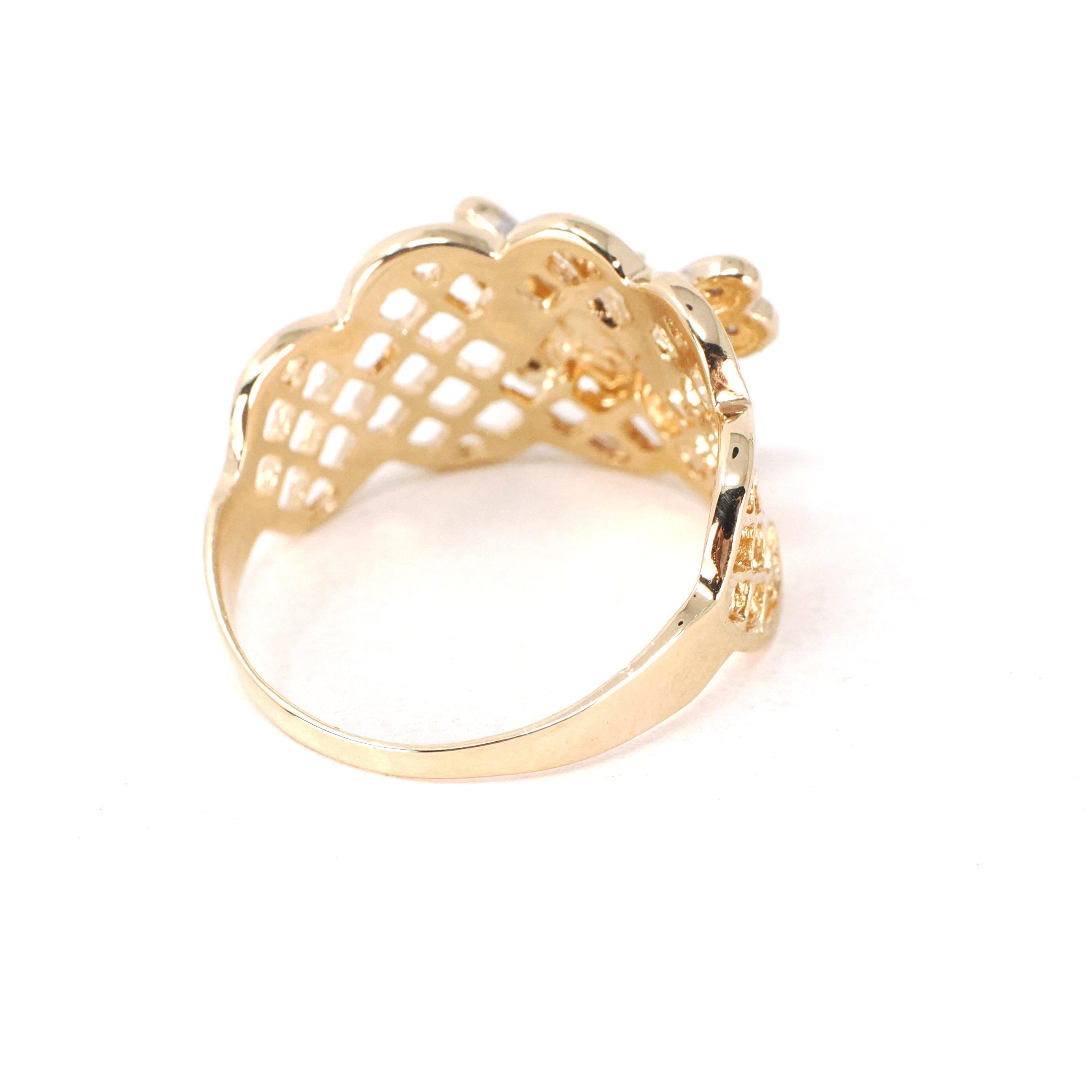 Butterfly Filigree Ring - Modern 14k Yellow & White Gold .04 CTW Natural Diamonds - Circa 2000s Size 7 1/2 Figural Winged Bug Fine Jewelry