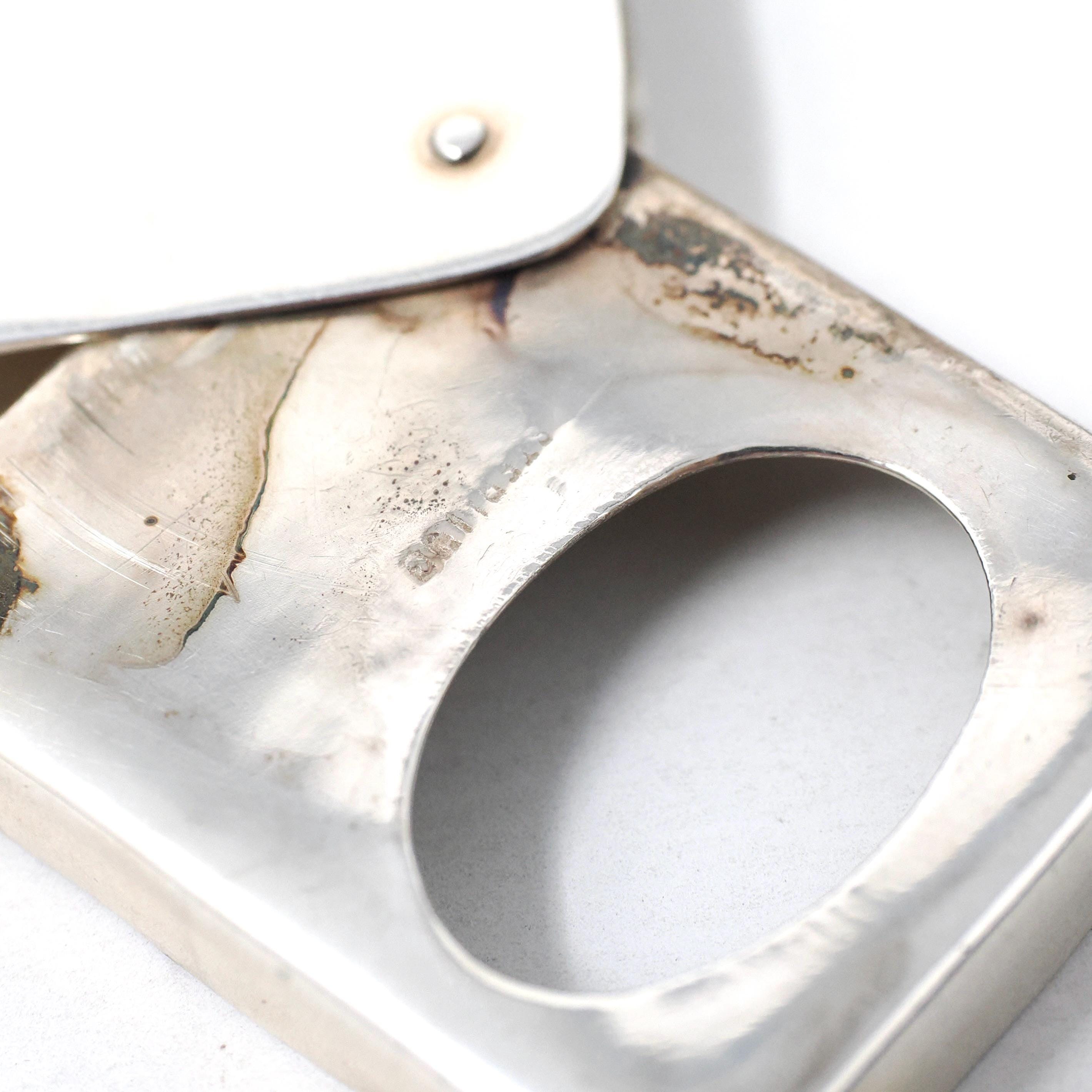 Vintage Stamp Book Locket - Estate English Sterling Silver Collectors Pendant Necklace - Circa 1990s Era Square Memento Keepsake Jewelry