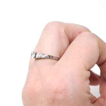 Art Deco Engagement Ring - Rare Vintage 20k White Gold Natural .43 CTW Diamonds - Circa 1930s Era Size 6 1/4 Fine Celestial Bridal Jewelry