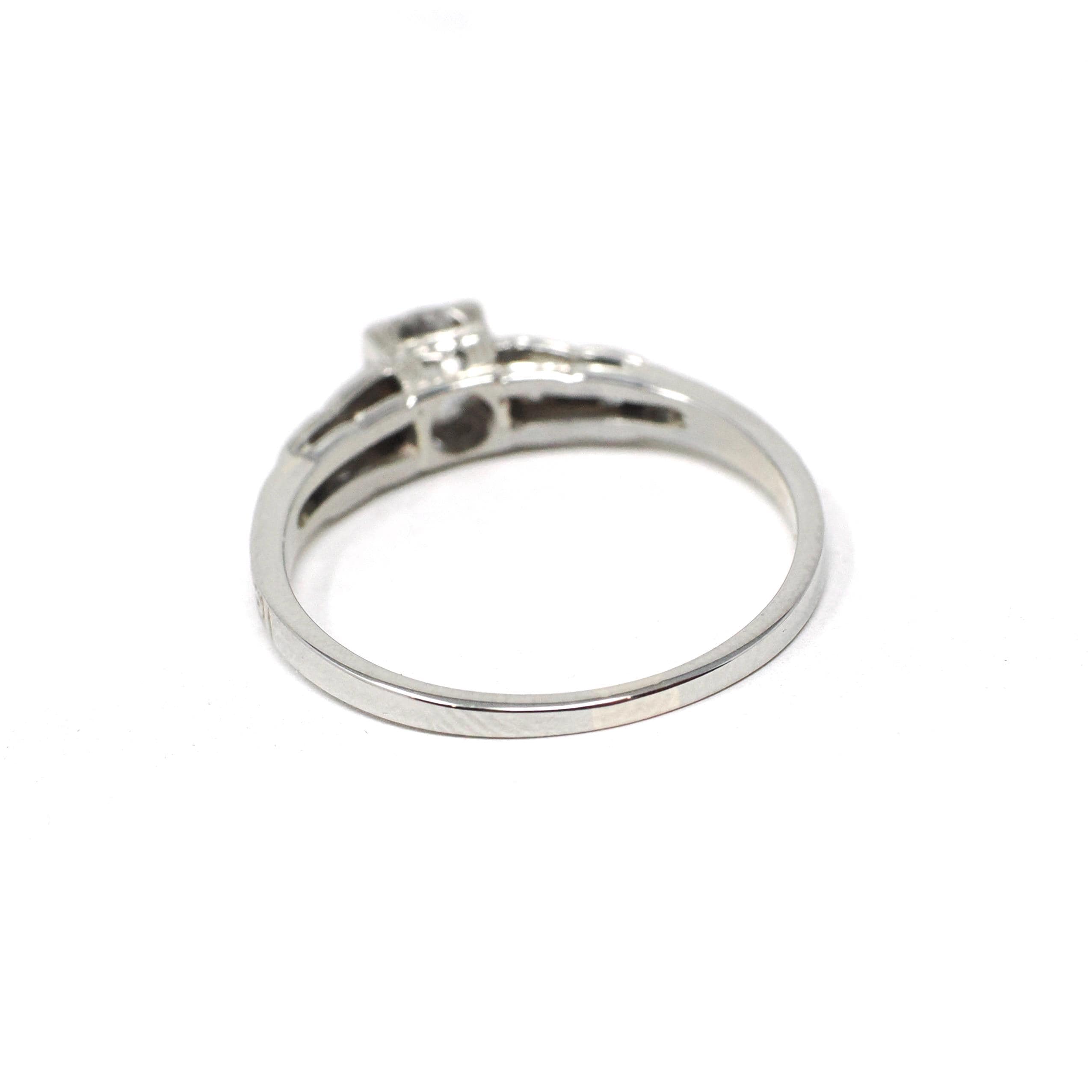 Art Deco Engagement Ring - Rare Vintage 20k White Gold Natural .43 CTW Diamonds - Circa 1930s Era Size 6 1/4 Fine Celestial Bridal Jewelry