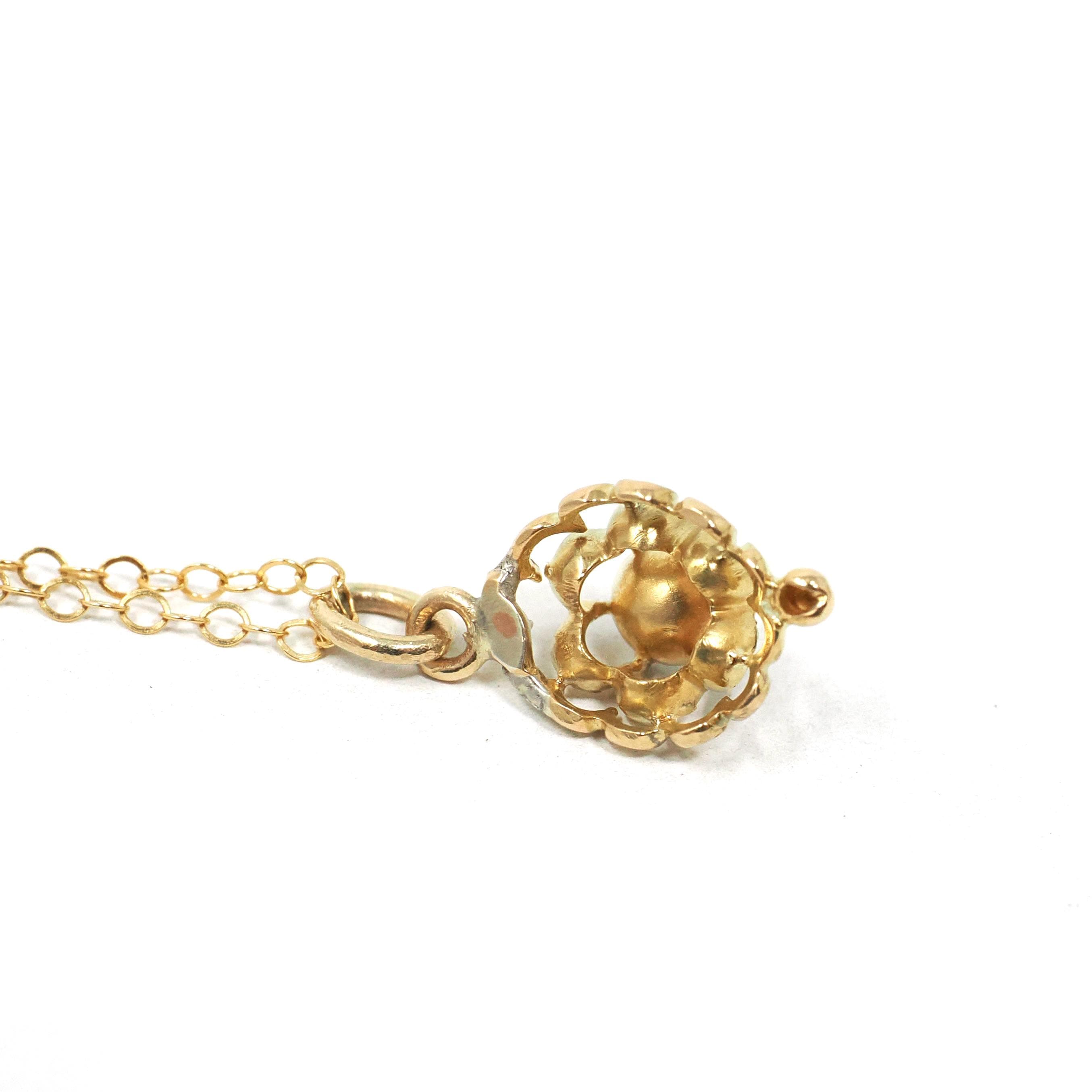 Georgian Diamond Pendant - Antique 18k Yellow Gold Natural Rose Cut Charm Necklace - Circa Late 1700s Early 1800s Era Buttercup Fine Jewelry