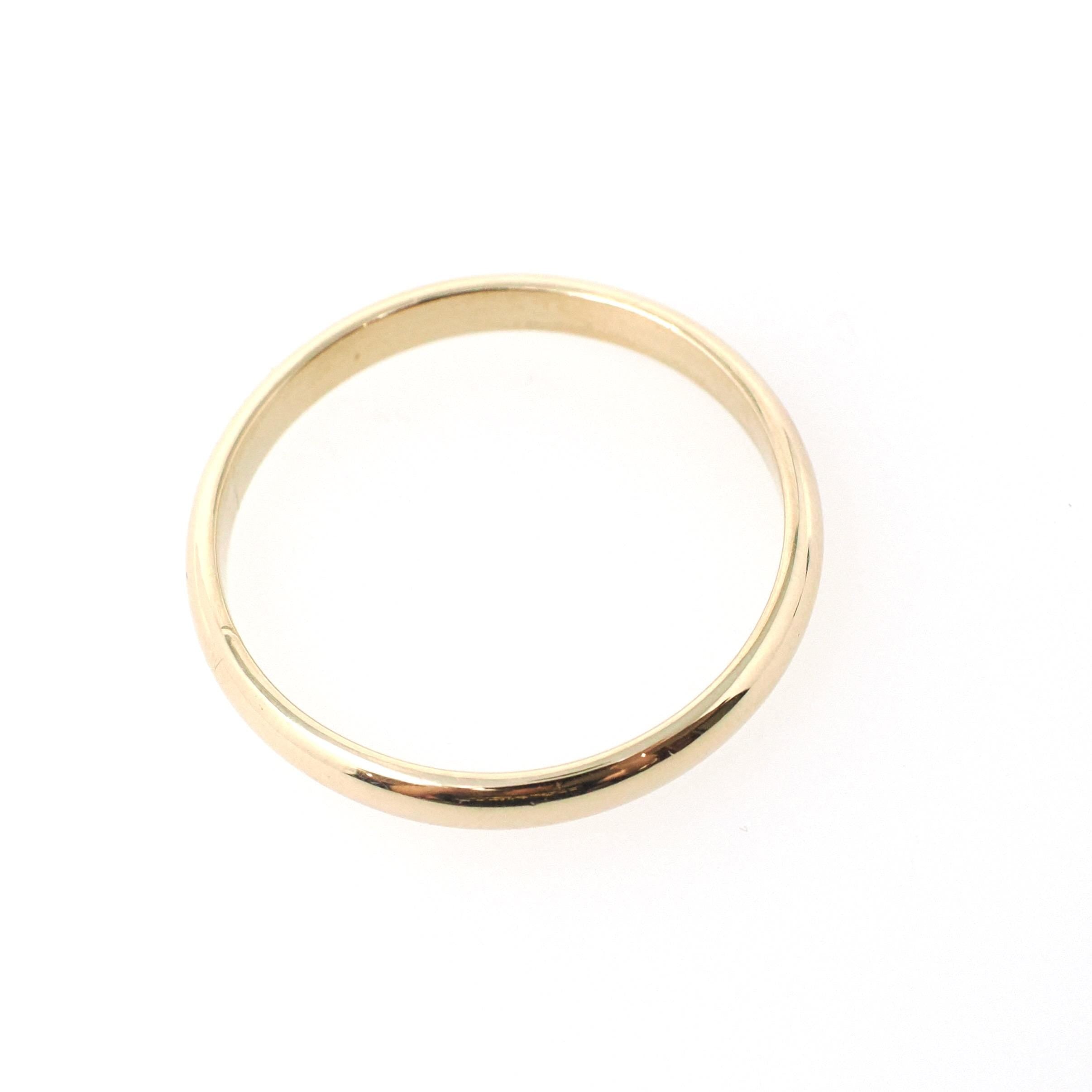 Vintage Wedding Band - Mid Century 14k Yellow Gold Domed 3.1 MM Half Round Ring - Circa 1960s Era Size 11 1/4 Unisex Fine Bridal Jewelry