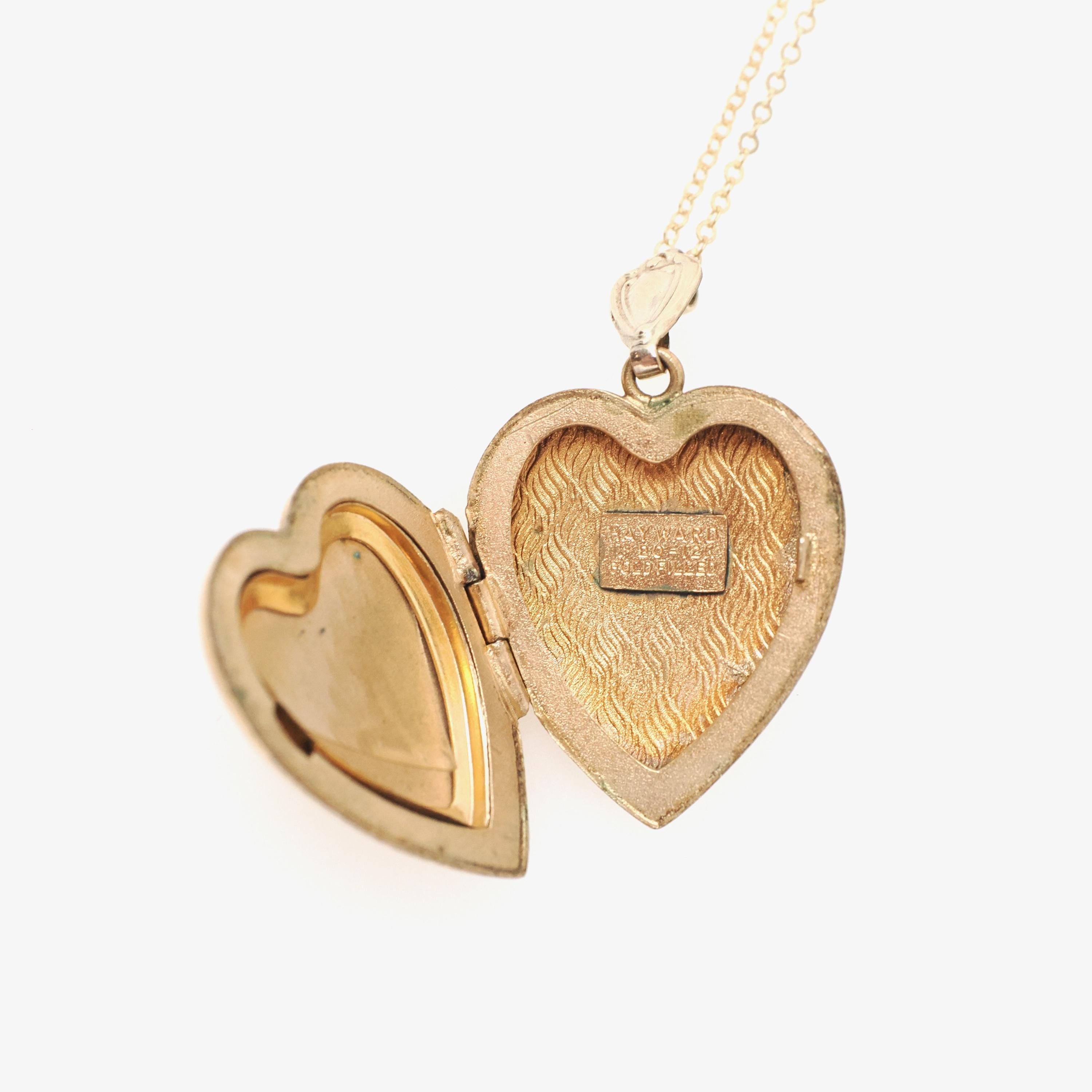 Letter "J" Locket - Retro 12k Gold Filled Engraved Initial Pendant Necklace - Vintage Circa 1940s Era Photograph Keepsake Hayward Jewelry