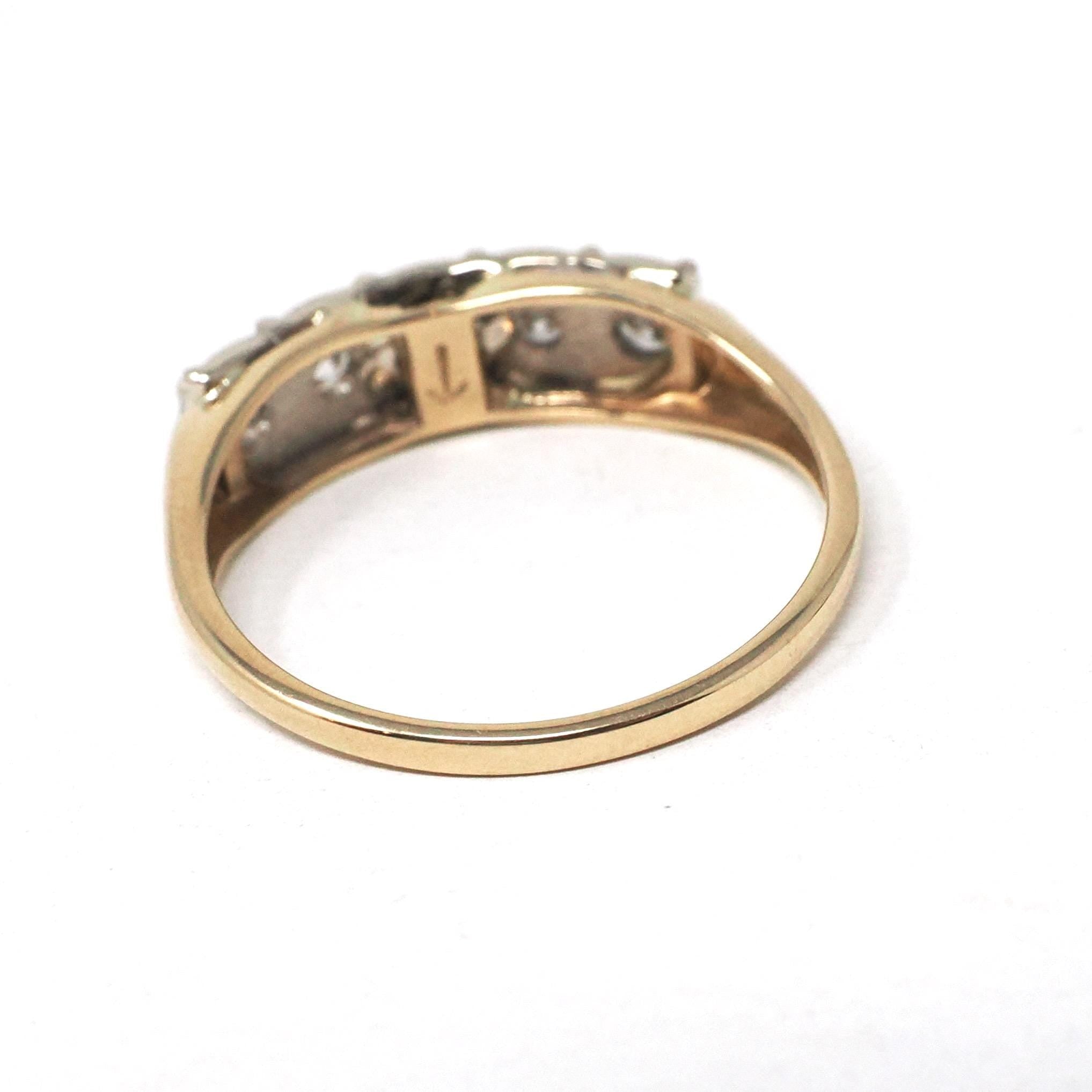 Vintage Wedding Ring - Mid Century 14k Yellow & White Gold Natural .50 CTW Diamond Band - Circa 1950s Size 7 Two Tone Fine Bridal Jewelry
