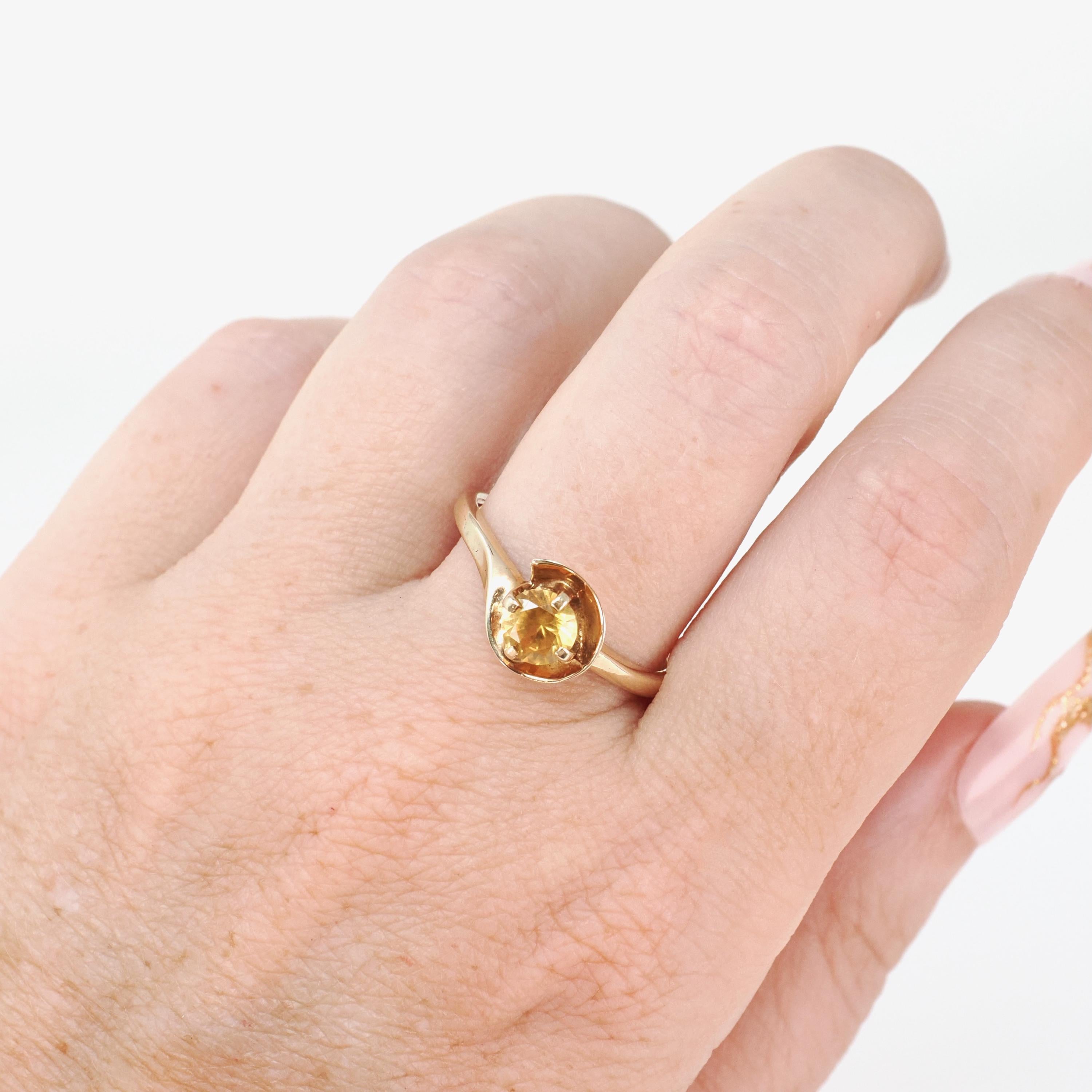Created Yellow Sapphire Ring - Mid Century 10k Yellow Gold Round Faceted Stone - Vintage Circa 1940s Size 9 1/4 Solitaire Style Fine Jewelry