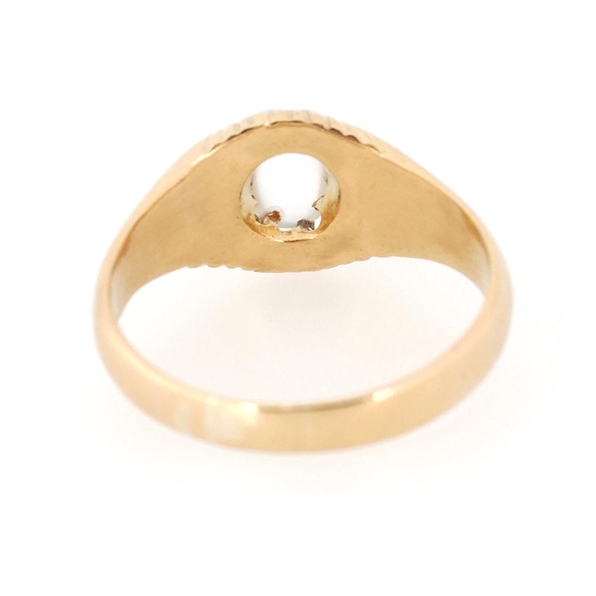Cat's Eye Moonstone Ring - Edwardian 18k Yellow Gold Natural Phenomenal Gemstone Belcher Solitaire - Circa 1910s Era Size 9 1/2 Fine Jewelry