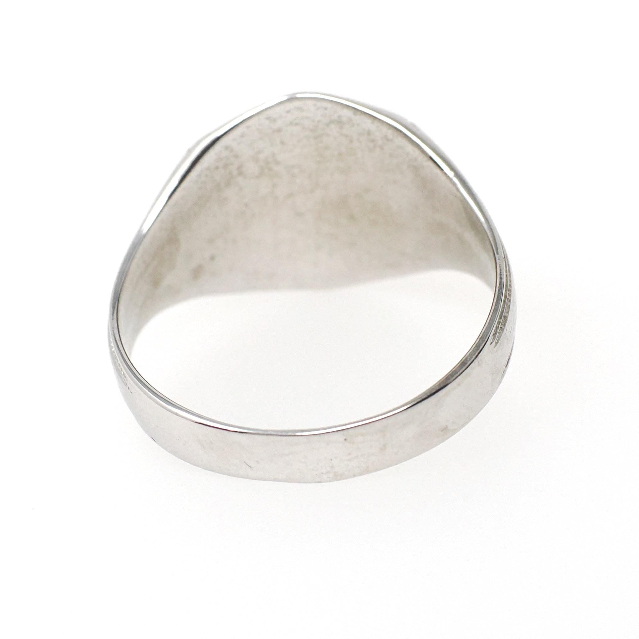 Vintage "JH" Signet Ring - Art Deco 10k White Gold Hexagonal Men's Unisex Statement - Circa 1930s Era Size 7 1/2 Ostby & Barton Fine Jewelry