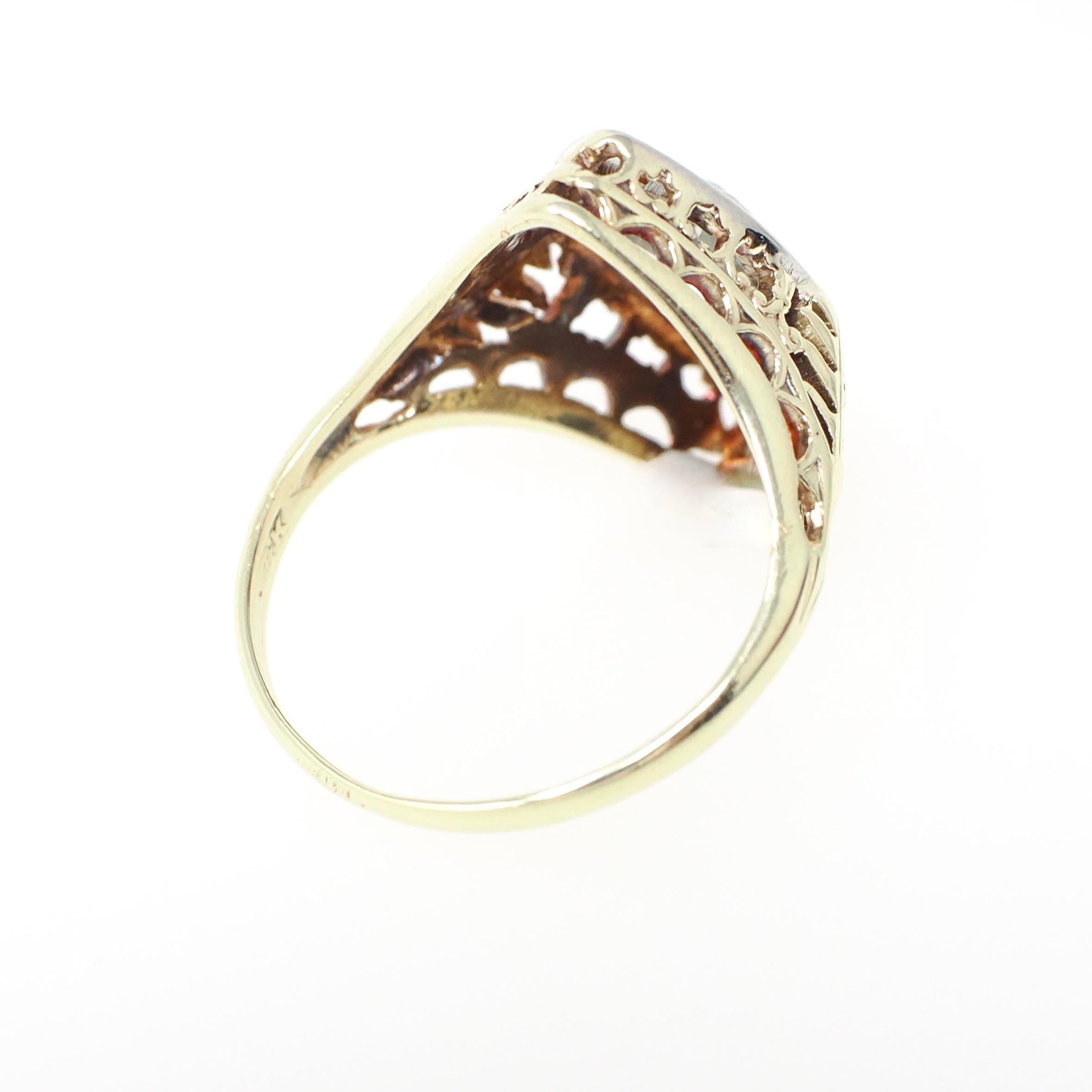 Vintage Aquamarine Ring - Art Deco Era 14k Yellow & White Gold Natural Light Blue Gemstone - Circa 1930s Size 6 Filigree Fine 30s Jewelry