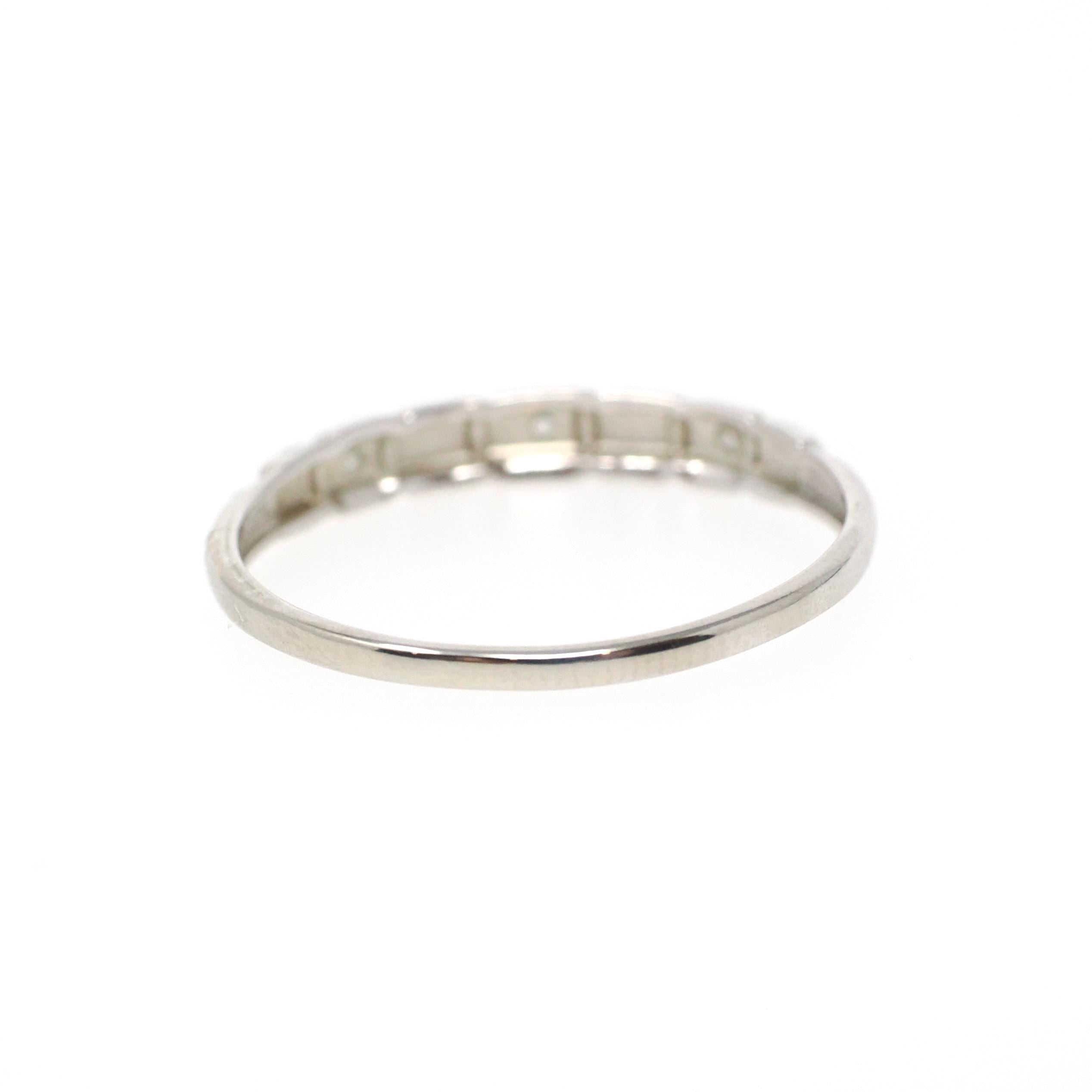 Diamond Wedding Band - Vintage 14k White Gold Natural .03 CTW Ring - Mid Century Circa 1950s Era Size 7 1/2 Stacking Fine Bridal Jewelry