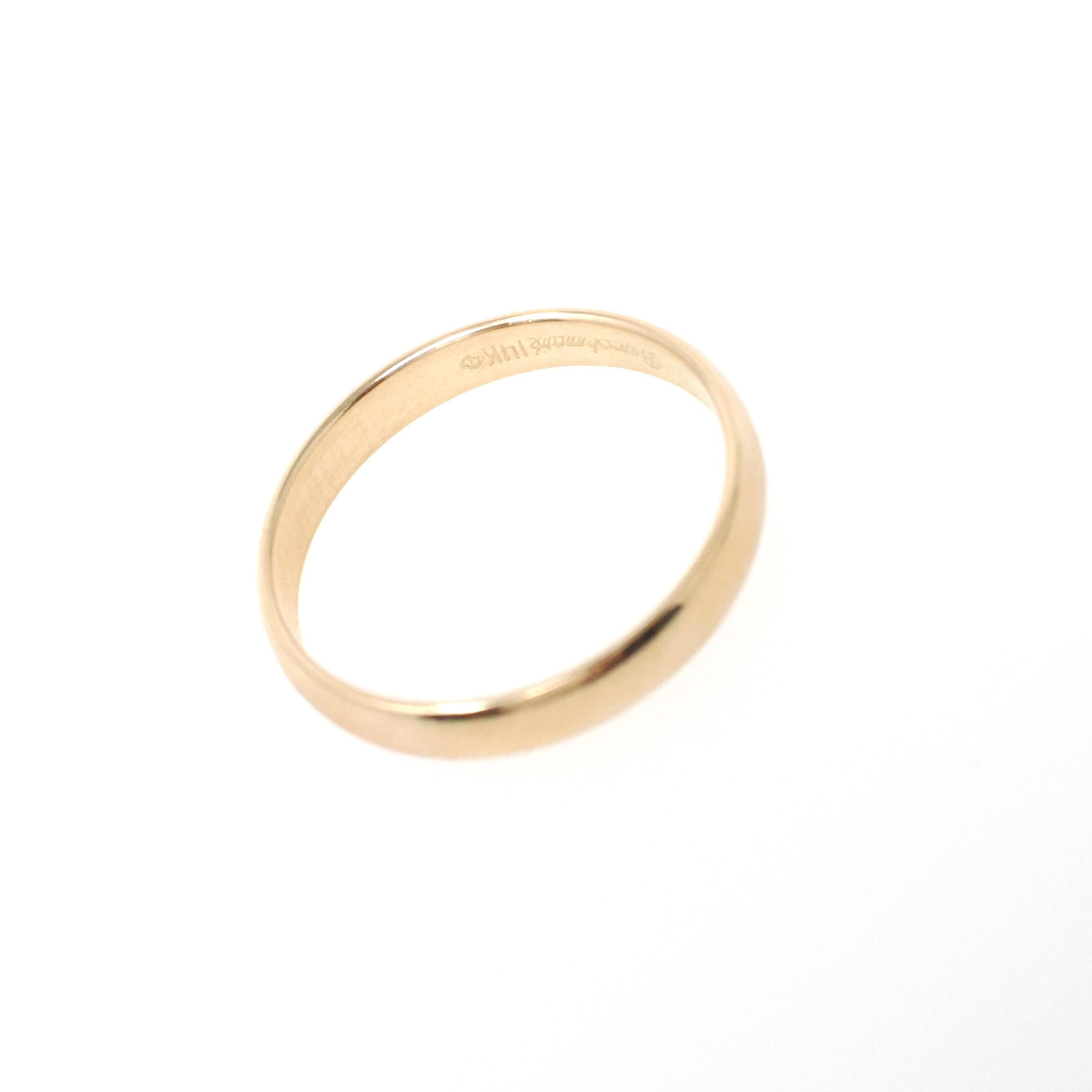 Gold Wedding Band - Modern 14k Yellow Gold 3.4 MM Half Round Ring - Estate Circa 2000s Era Size 9 1/2 Unisex Fine Benchmark Bridal Jewelry