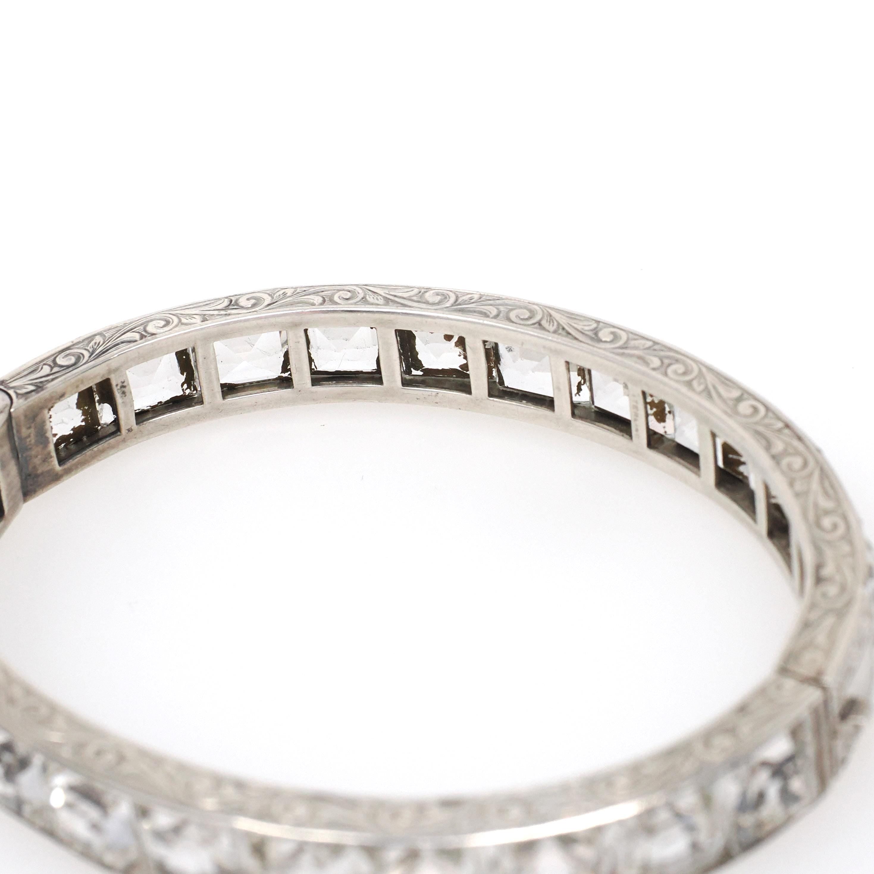 Art Deco Bracelet - Vintage Sterling Silver Simulated Diamonds Clear Faceted Glass - Circa 1930s Era Statement Fashion Accessory Jewelry