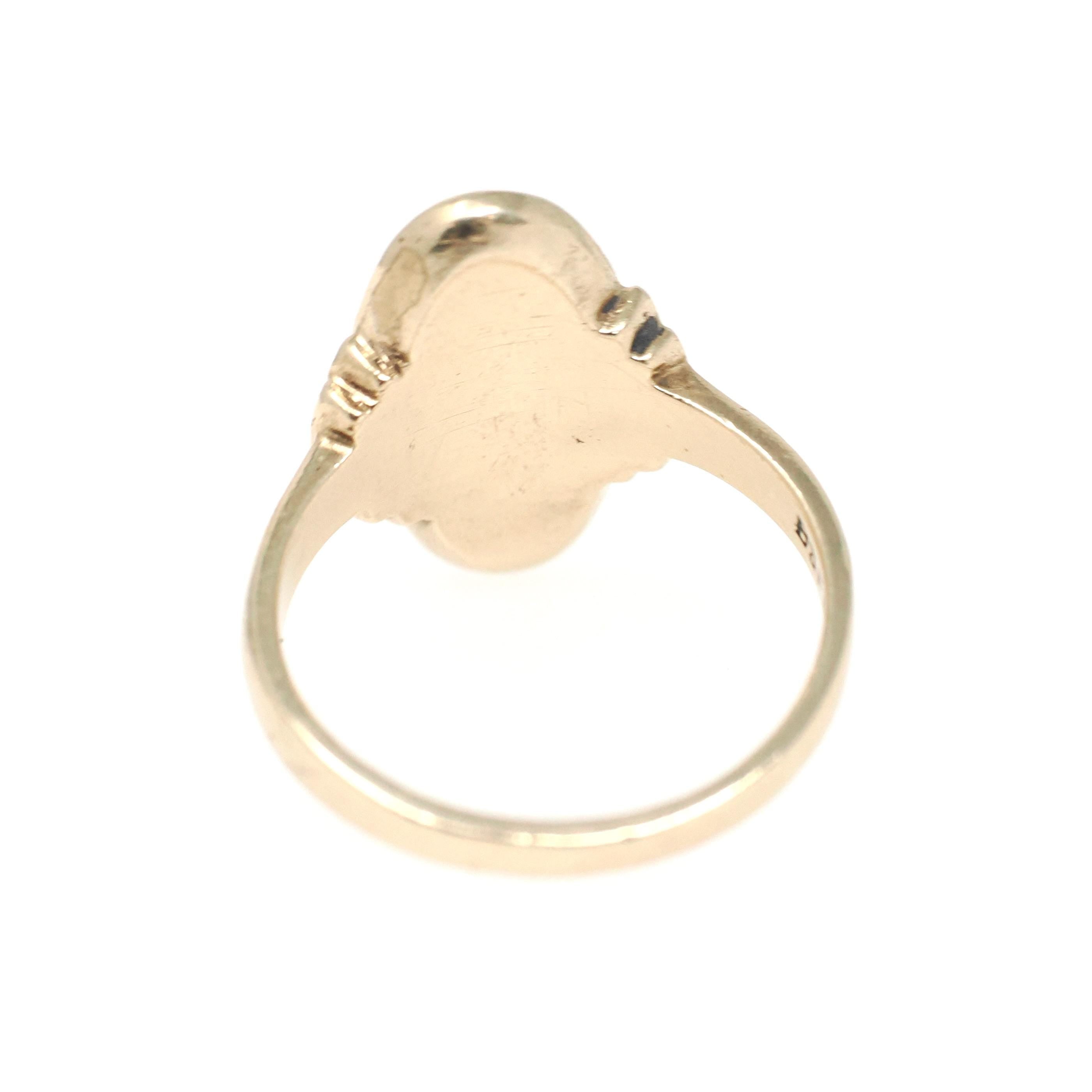 Vintage Signet Ring - Mid Century 10k Yellow Gold Elongated Oval Statement Shield - Circa 1950s Era Size 6 1/4 Engrave Fine B&F Jewelry