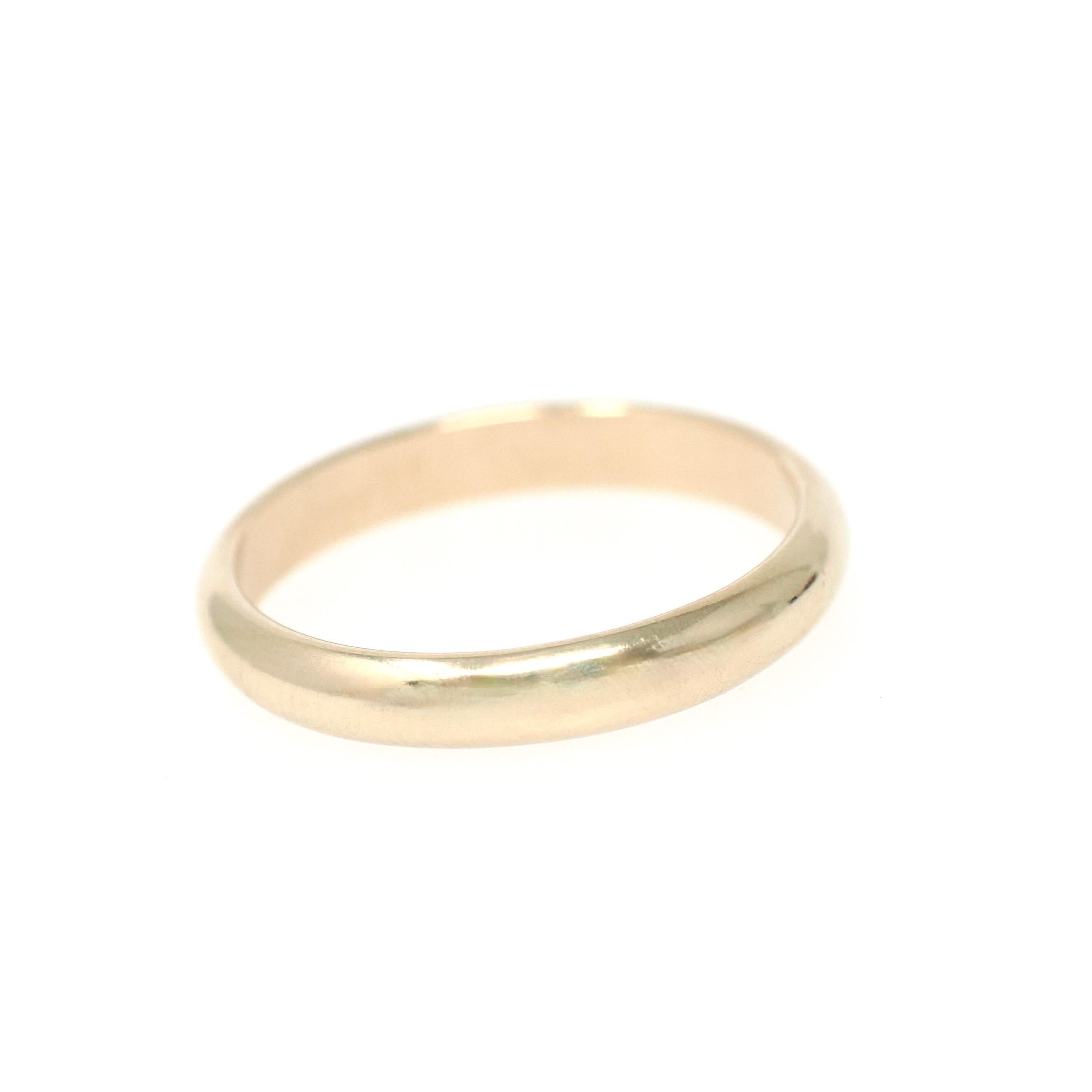 Vintage Wedding Band - Estate 9k Yellow Gold 3.1 MM Half Round Ring - Contemporary 1997 Sheffield England Unisex Size 7 Fine Bridal Jewelry
