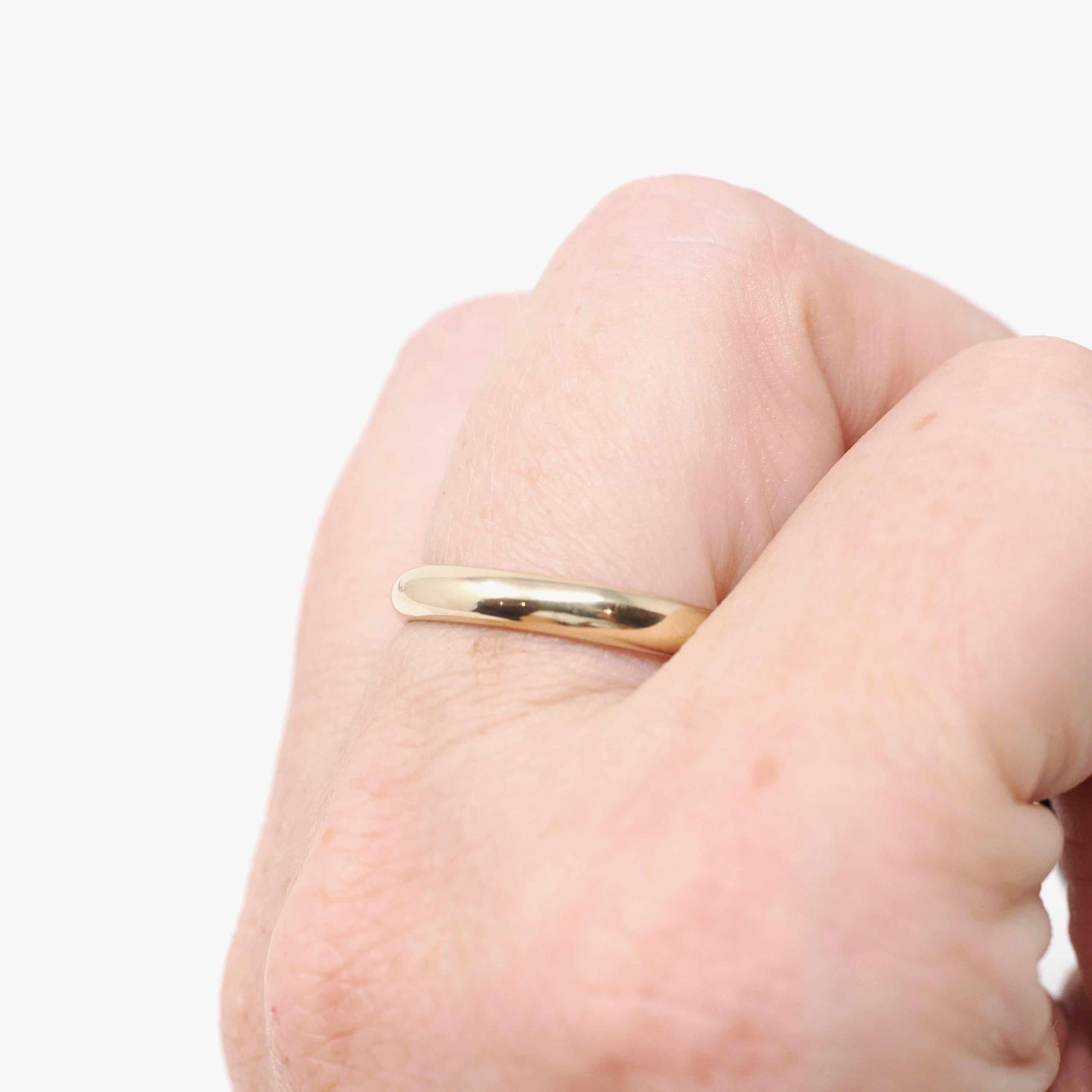 Vintage Wedding Band - Estate 9k Yellow Gold 3.1 MM Half Round Ring - Contemporary 1997 Sheffield England Unisex Size 7 Fine Bridal Jewelry