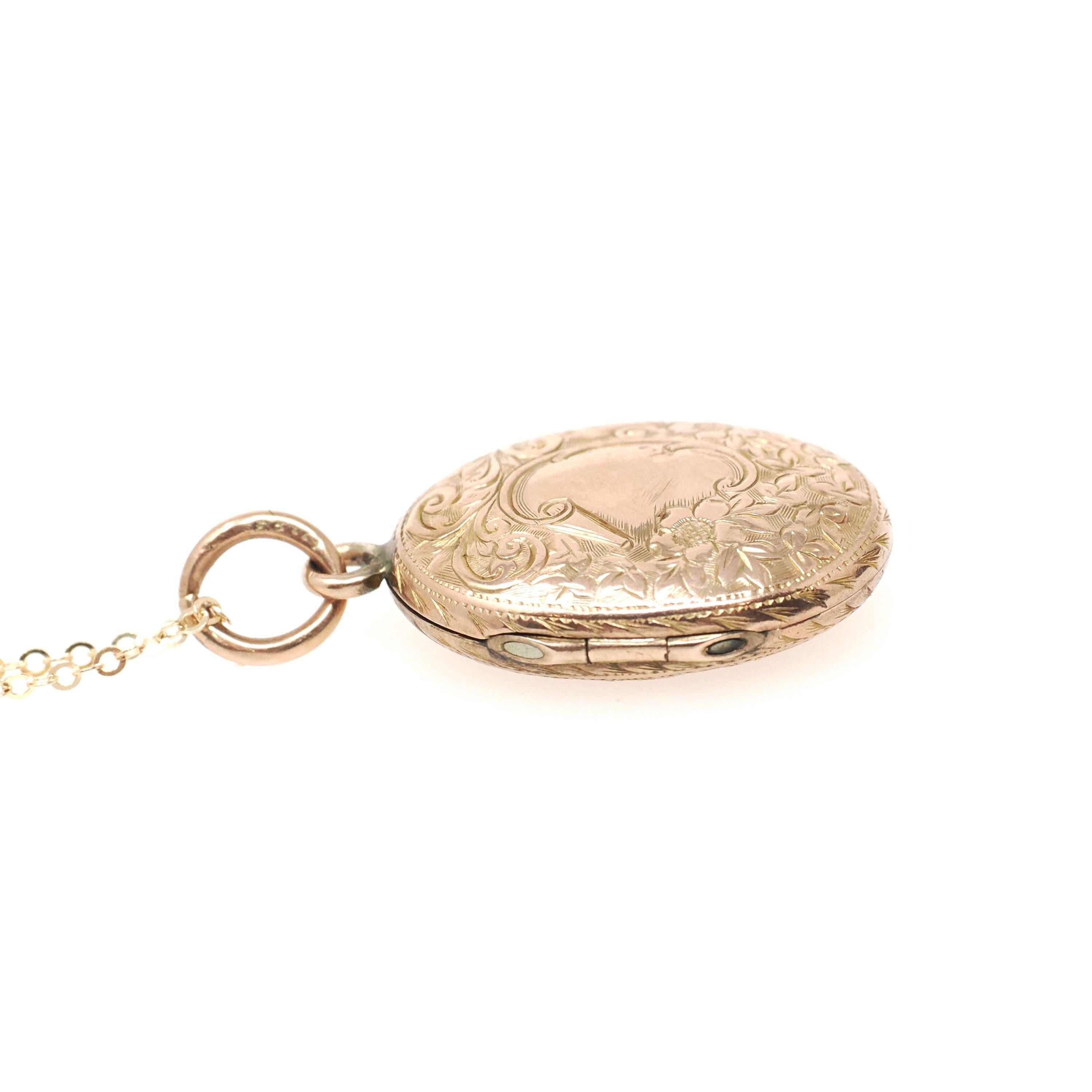 Antique Hair Locket - Edwardian 9K Yellow Gold Oval Photo Preserved Lock Pendant Necklace - Vintage 1910 English Keepsake Charm Fine Jewelry