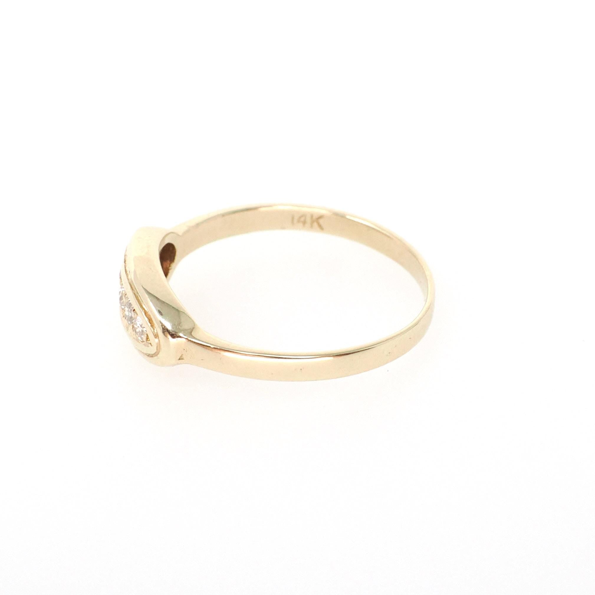 Vintage Diamond Band - Mid Century 14k Yellow Gold Natural .04 CTW Five Stone Ring - Circa 1950s Era Size 5.75 Fine Bridal Statement Jewelry