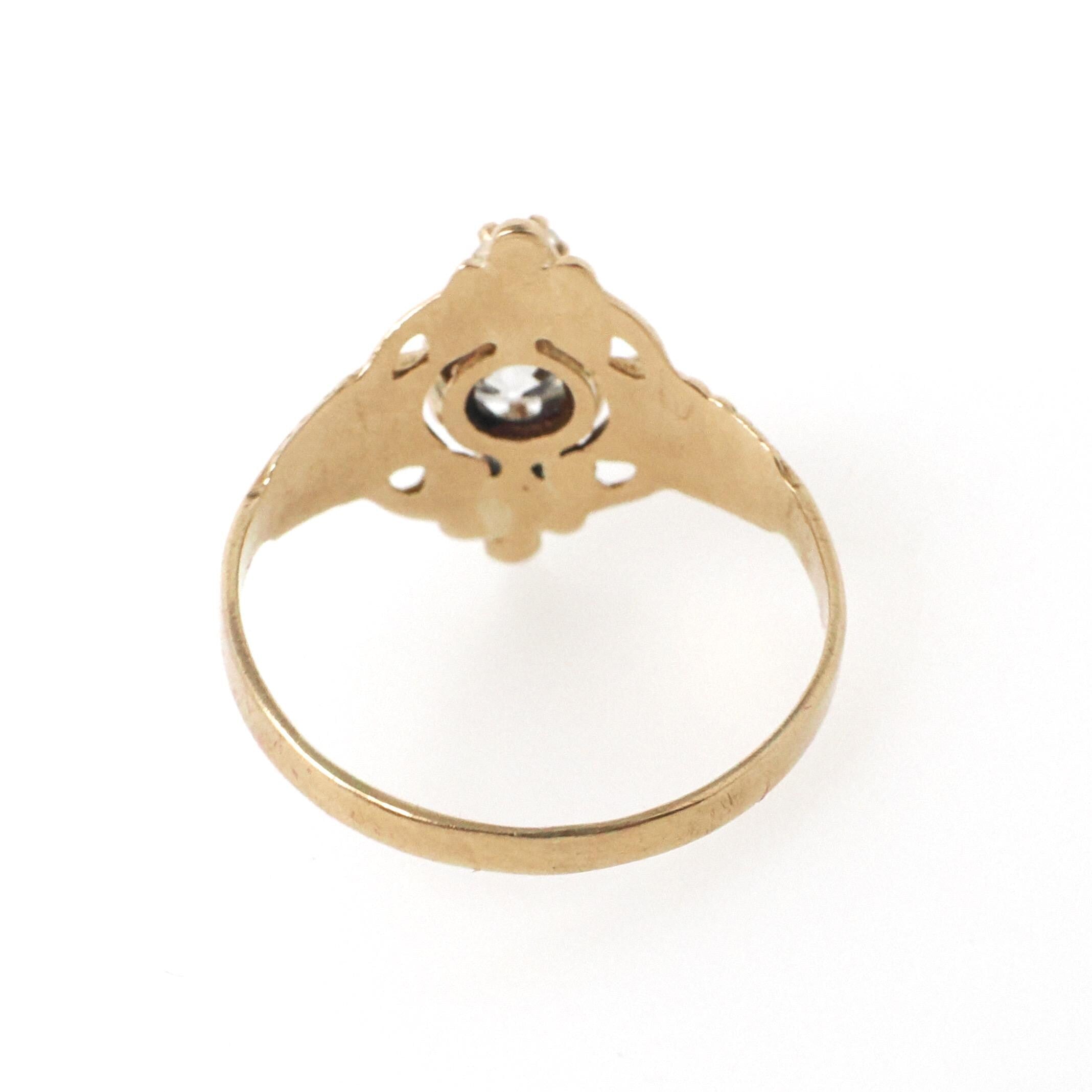 Victorian Diamond Ring - Antique 10k Rosy Gold .51 CTW Three Stone Navette - Circa 1890s Size 5 1/2 Dainty Filigree Fine Engagement Jewelry