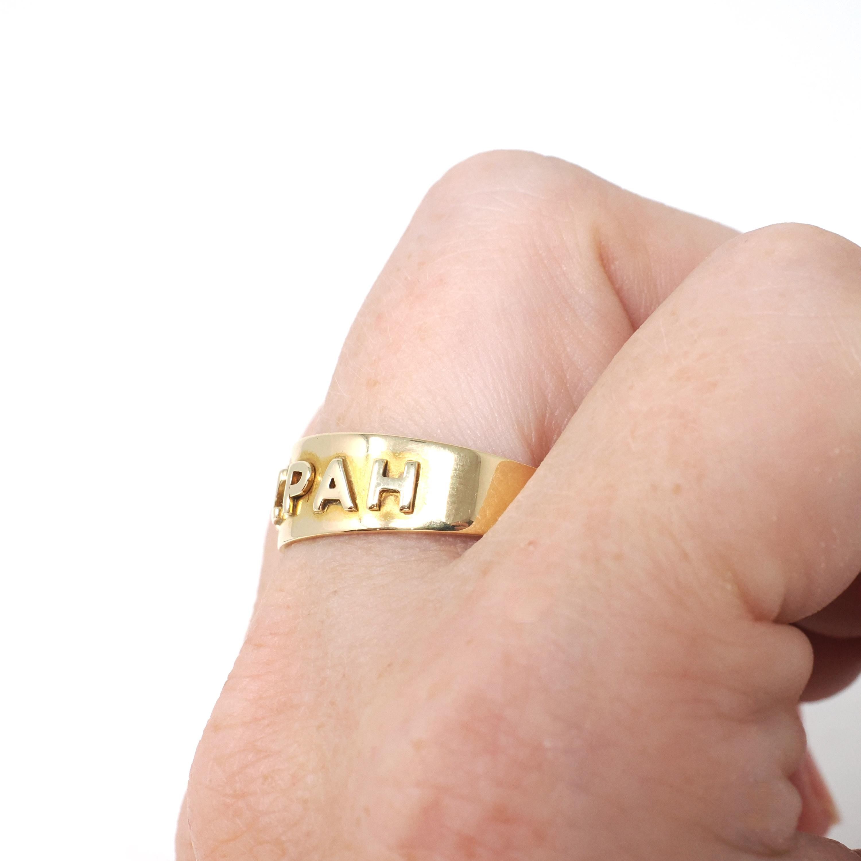 Edwardian Mizpah Band - Antique 18k Yellow Gold Repousse Ring - Circa 1900s Era Size 10 Fine Polished Symbolic Watchtower Stacking Jewelry