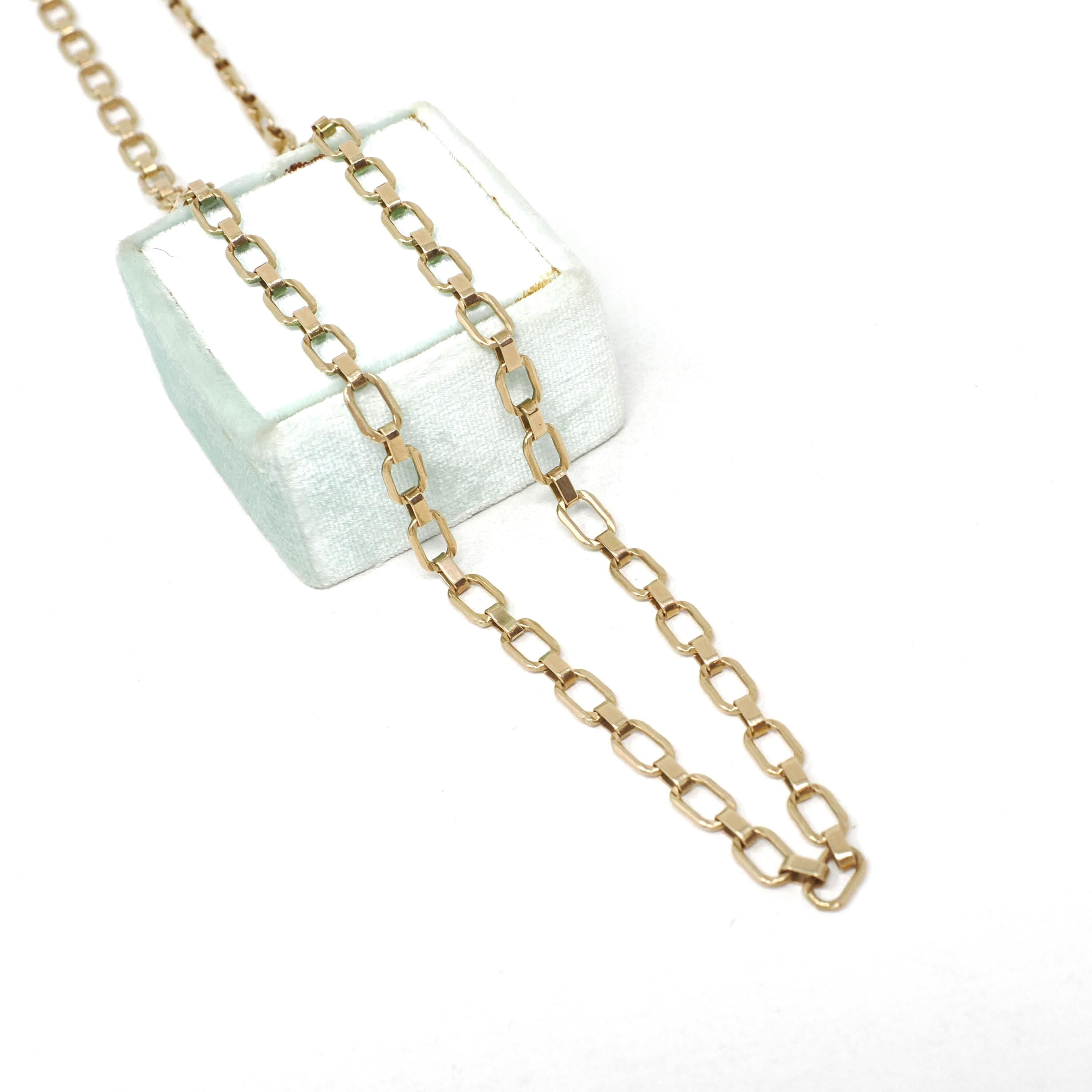 Vintage Oval Link Chain - Retro 14k Yellow Gold 19 Inches Italian Lobster Clasp 3.9 MM Necklace - Circa 1980s Era Fine Unisex Jewelry Supply