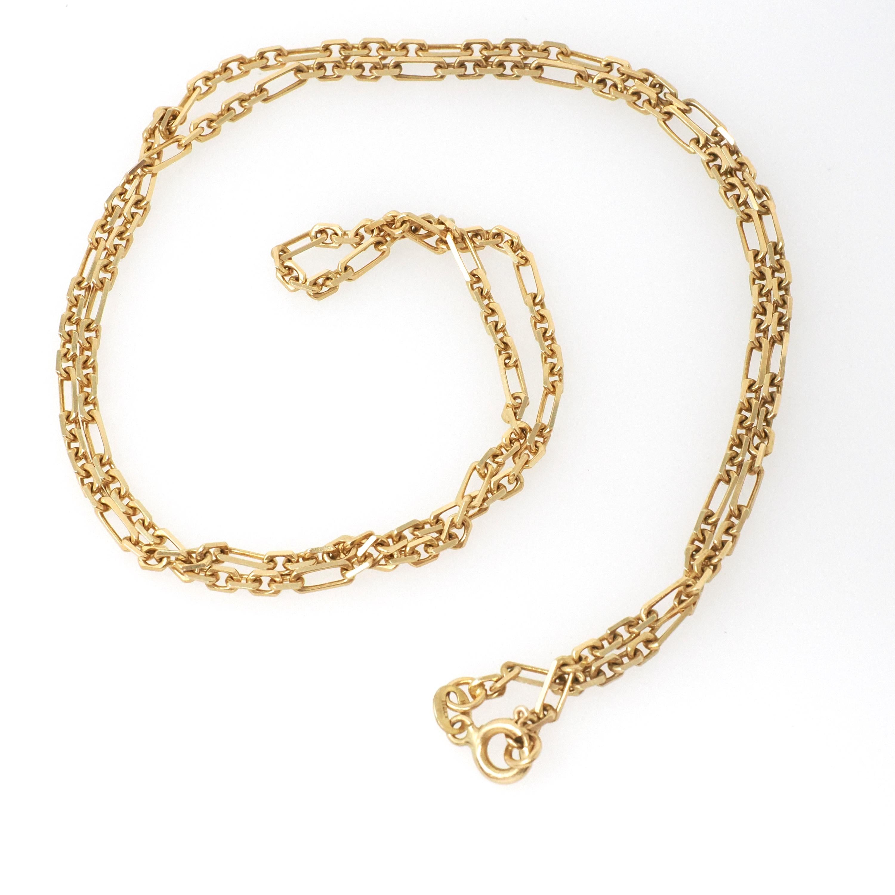 Vintage Figaro Chain - Retro 14k Yellow Gold 24 Inches Italian Spring Ring Clasp 2.7MM Necklace - Circa 1980s Era Fine Unisex Jewelry Supply