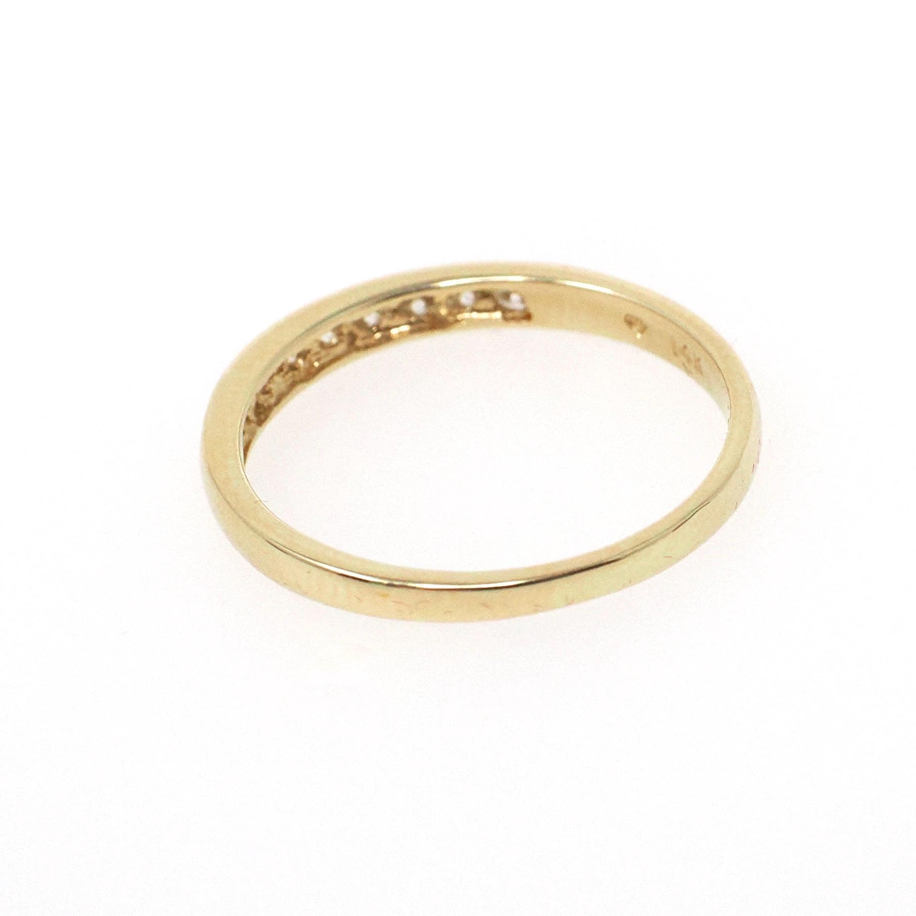 Diamond Wedding Band - Estate 14k Yellow Gold Channel Set .22 CTW 2.4 MM Ring - Circa 2000s Era Size 5 3/4 Stacking Bridal Fine Jewelry