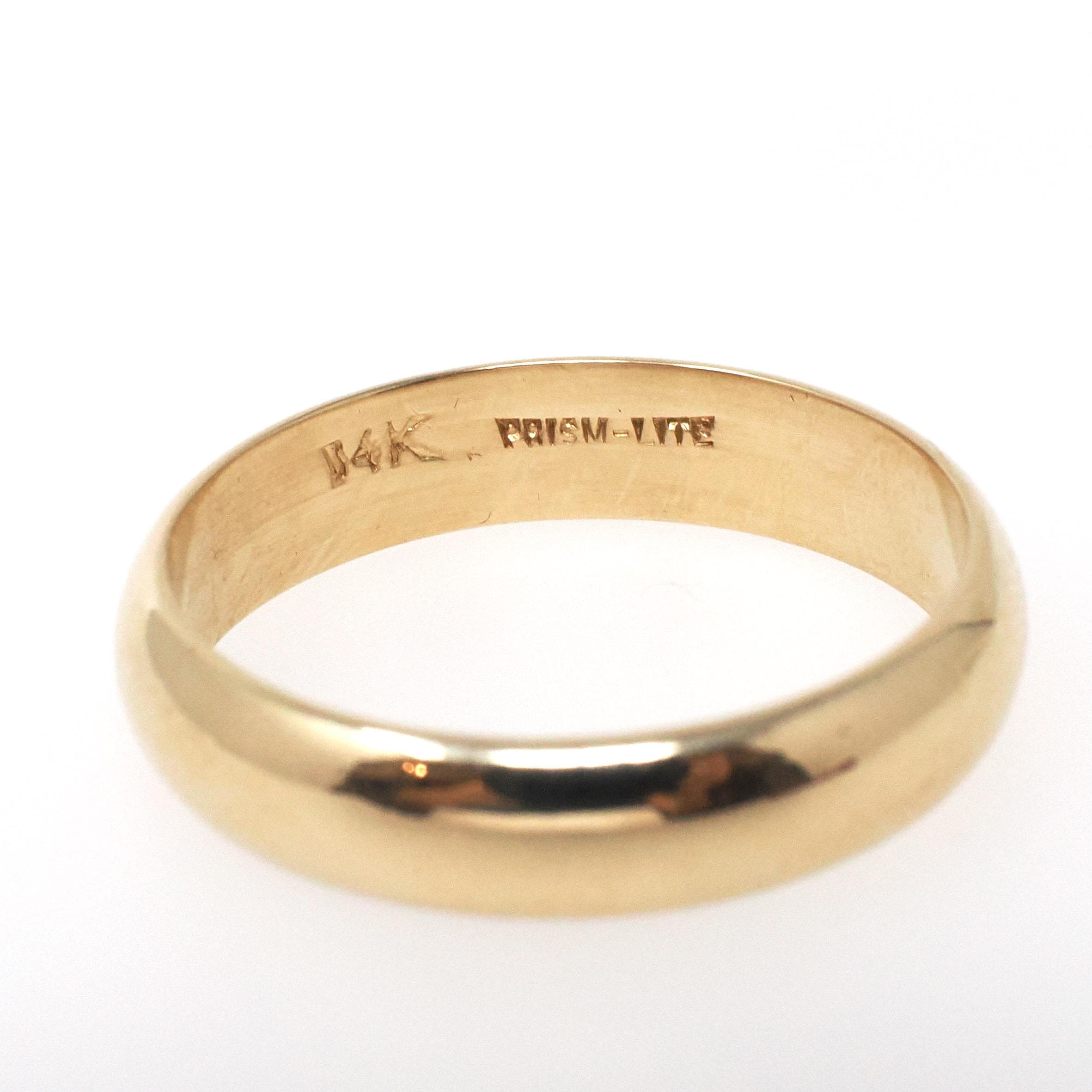 Vintage Wedding Band - Mid Century 14k Yellow Gold 4.9 MM Half Round Ring - Circa 1950s Era Size 10 1/2 Domed Stacking Fine Bridal Jewelry