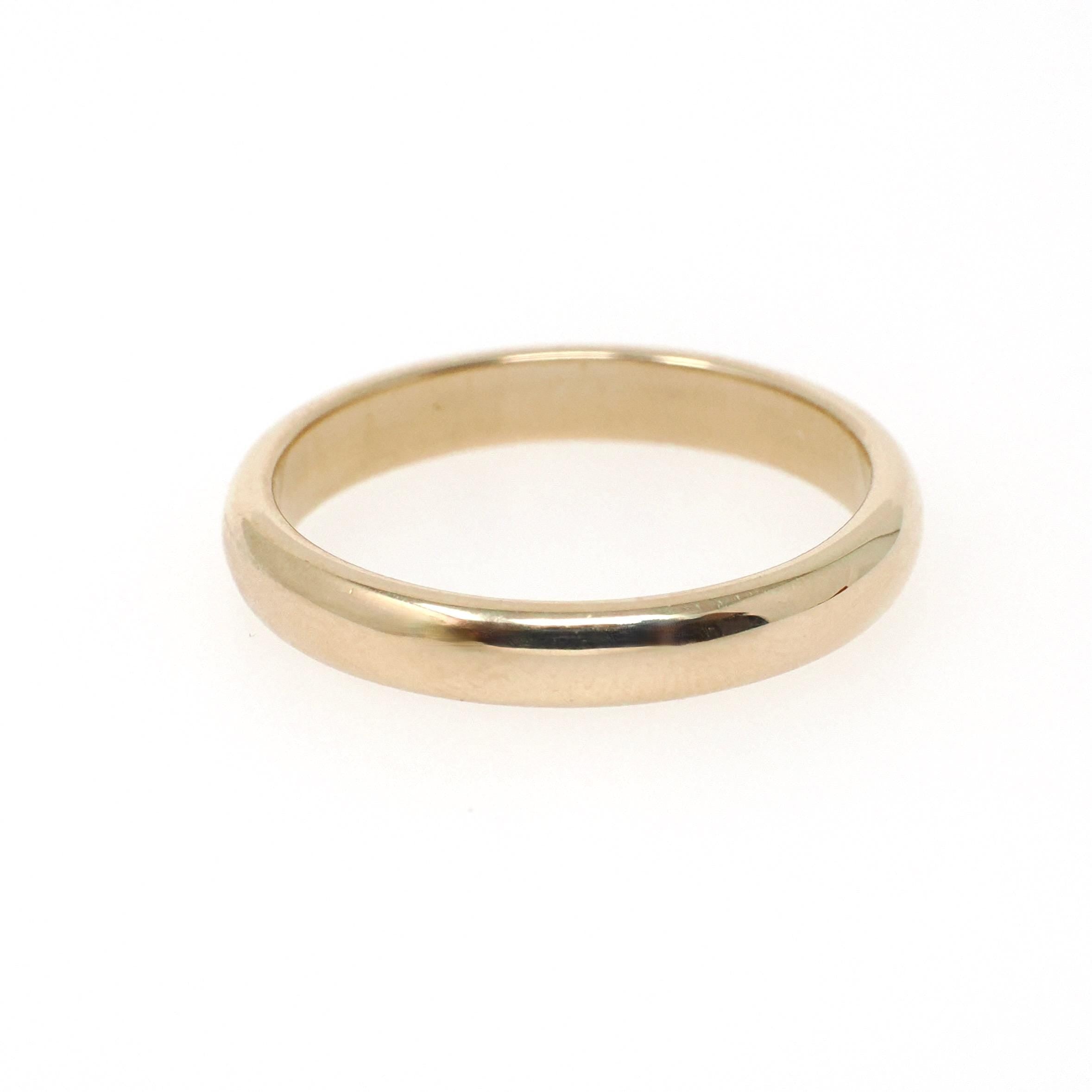 Modern Wedding Band - Estate 14k Yellow Gold 3.0 MM Half Round Ring - Circa 1980s Era Size 6 1/4 Bold Gold Stacking Fine Bridal Jewelry