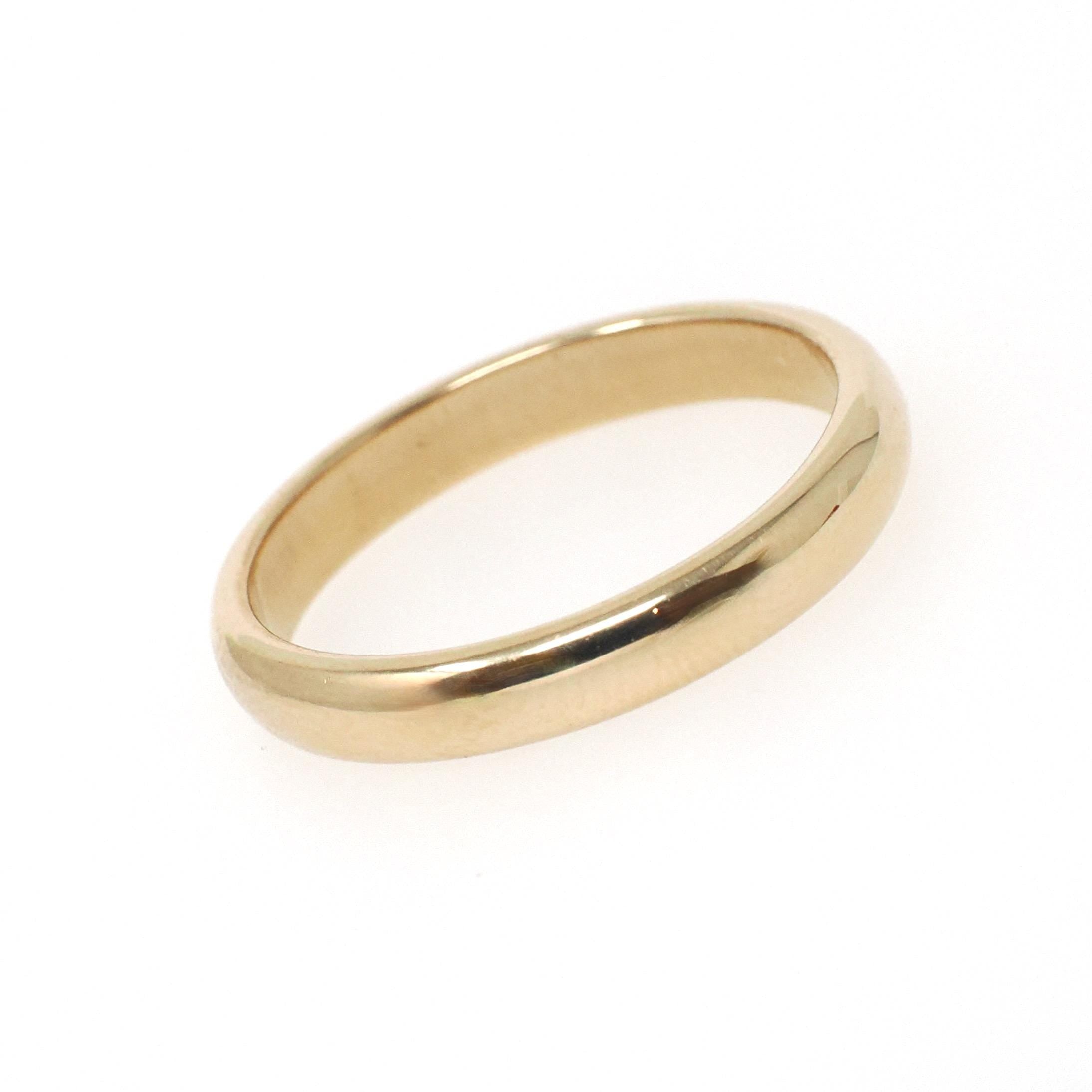Modern Wedding Band - Estate 14k Yellow Gold 3.0 MM Half Round Ring - Circa 1980s Era Size 6 1/4 Bold Gold Stacking Fine Bridal Jewelry