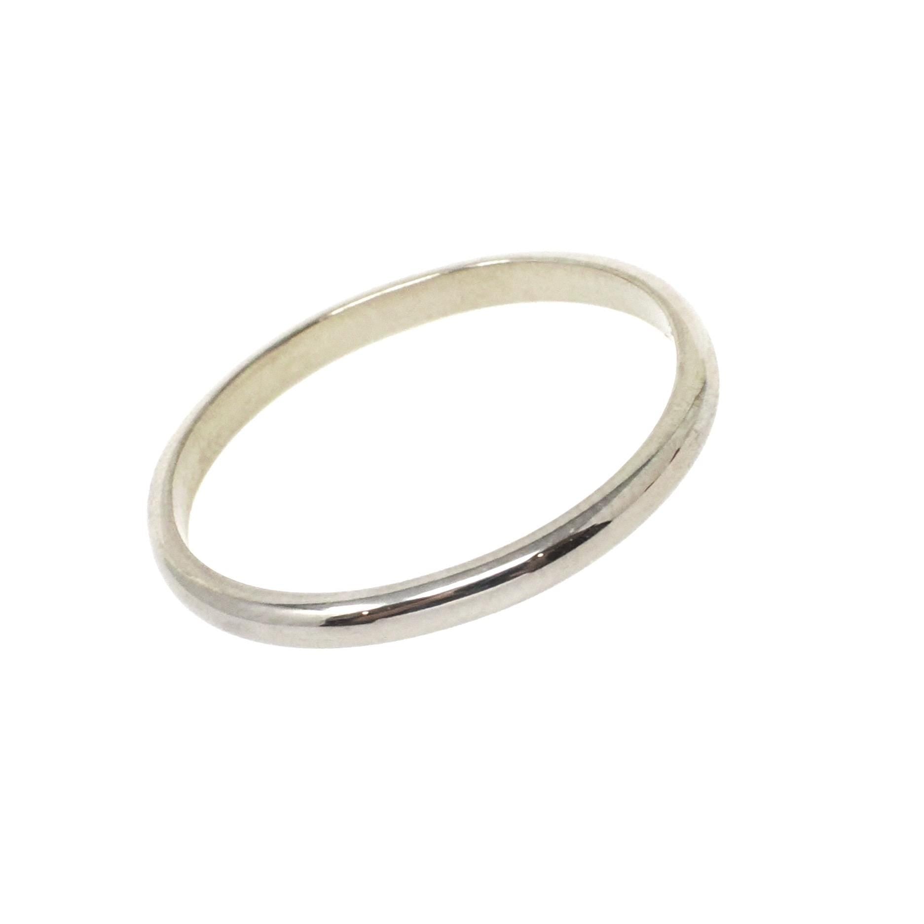 Vintage Wedding Band - Retro 14k White Gold 2.0 MM Half Round Ring - Circa 1940s Era Size 8 Unisex Dainty Stacking Fine Bridal Jewelry