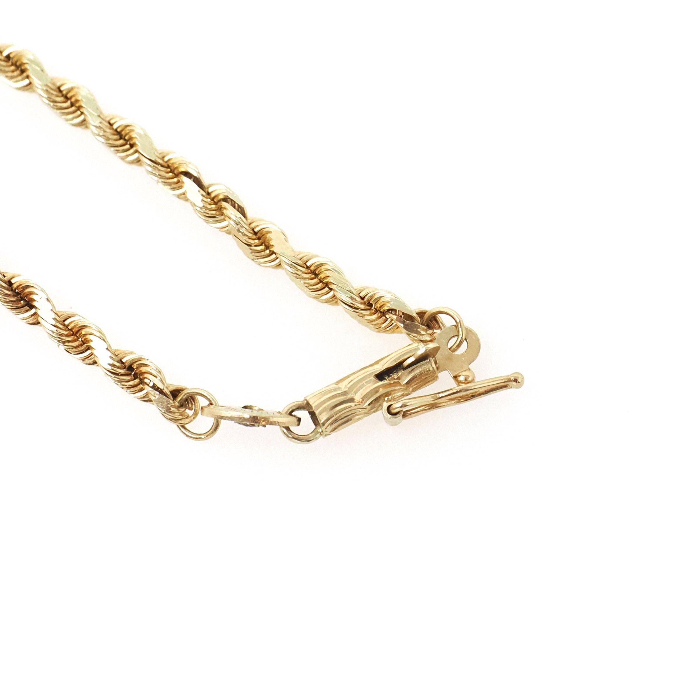 Vintage Rope Chain - Retro Era 14k Yellow Gold 2.6 MM Diamond Cut Machined Necklace - Circa 1980s Era Unisex 24 Inch Layering Fine Jewelry