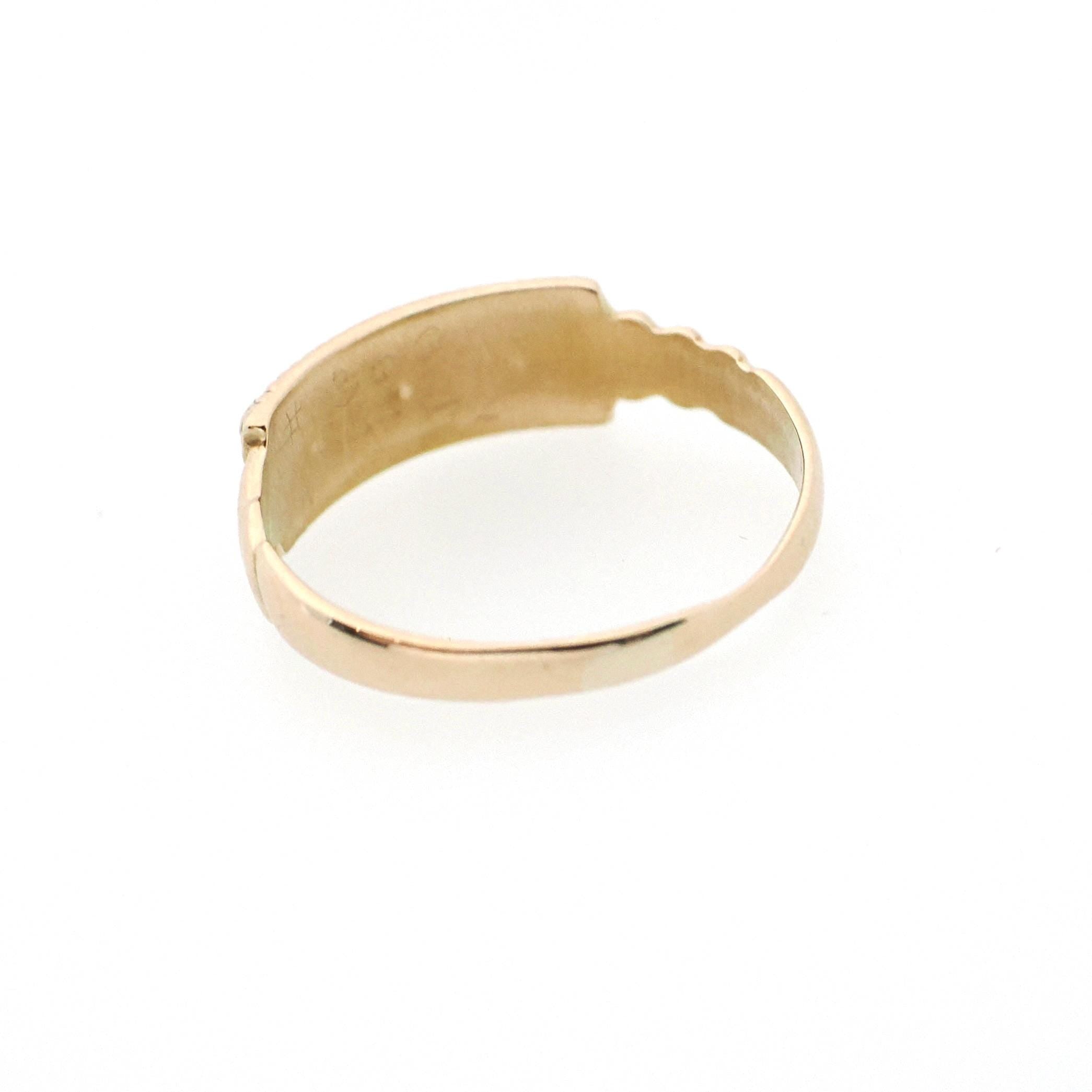 Antique Diamond Midi Ring - Edwardian 10k Yellow Gold Natural Gemstones - Circa Early 1900s Era Size 1 Pinky Children's Baby Fine Jewelry