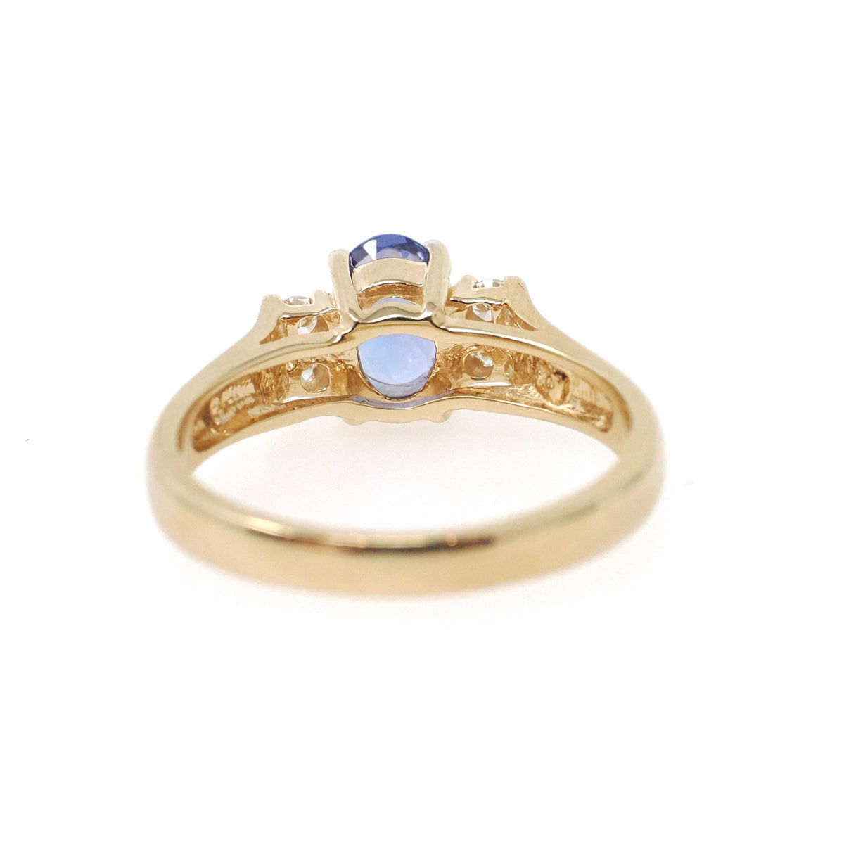 Tanzanite & Diamond Ring - Contemporary 14k Yellow Gold Oval Faceted .83 CT Gemstone - Estate 1990s Size 6 1/4 Accented Fine Modern Jewelry