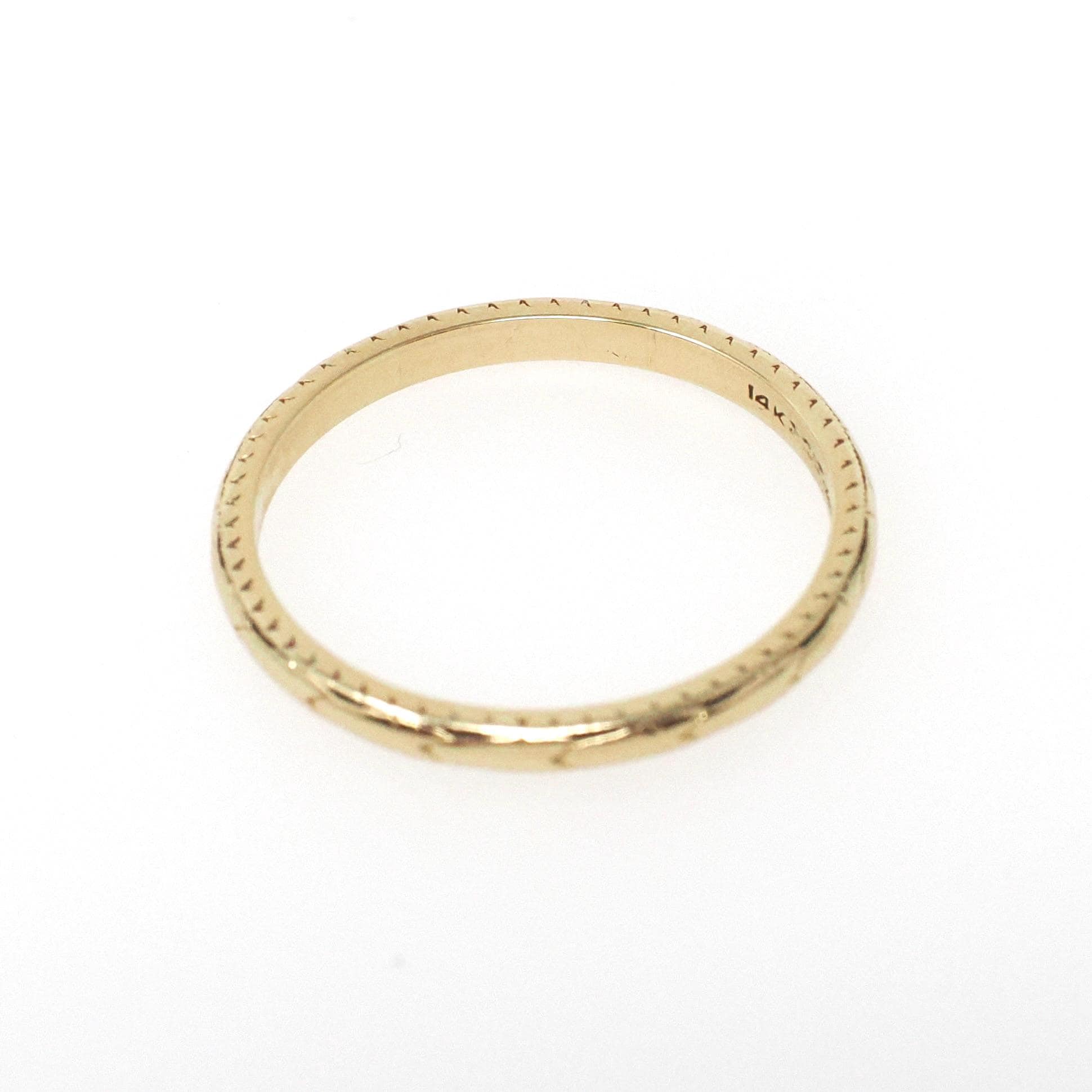 Vintage Eternity Band - Art Deco 14k Yellow Gold 2.0mm Orange Blossom Flower Ring - Circa 1930s Size 7 JR Wood Artcarved Fine Bridal Jewelry
