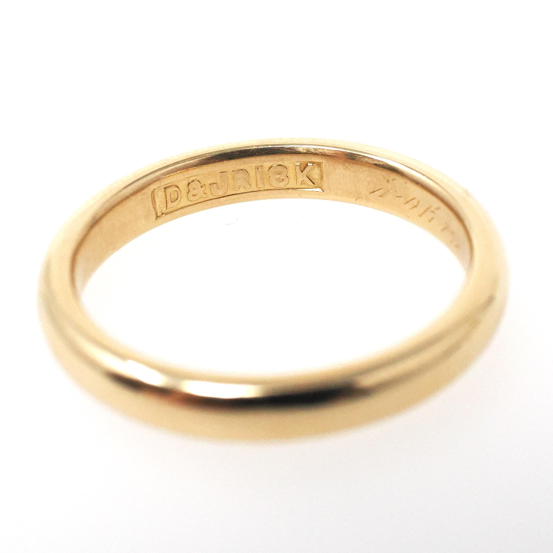 Antique Wedding Band - Edwardian 18k Yellow Gold 2.9 MM Domed Stacking Unadorned Ring - Engraved 1918 Era Size 5 3/4 Fine Bridal Jewelry