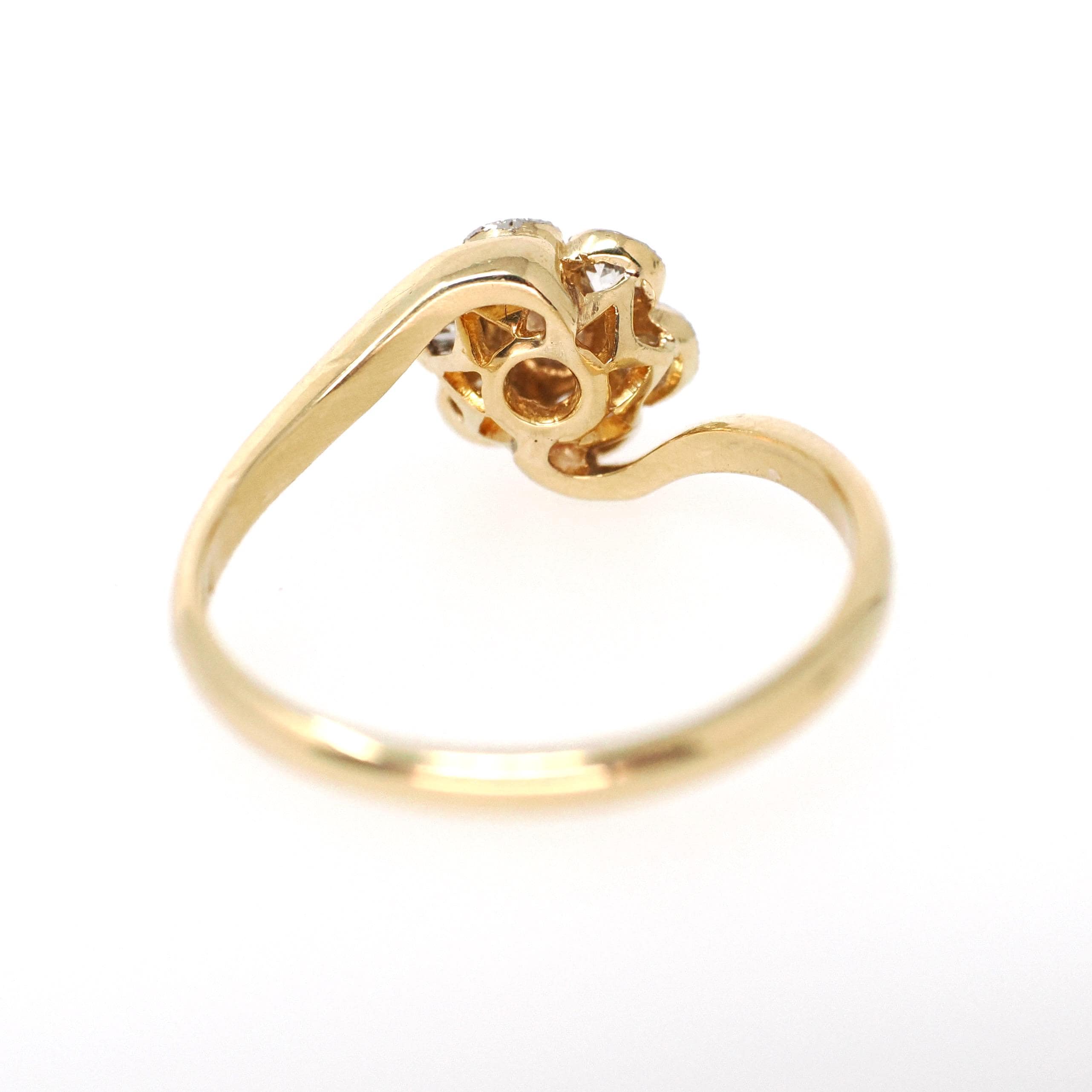 Antique Diamond Flower Ring - Art Deco 18k Yellow & White Gold .35 CTW Cluster - Circa 1920s Size 6 1/2 Two Tone Halo Fine Bridal Jewelry