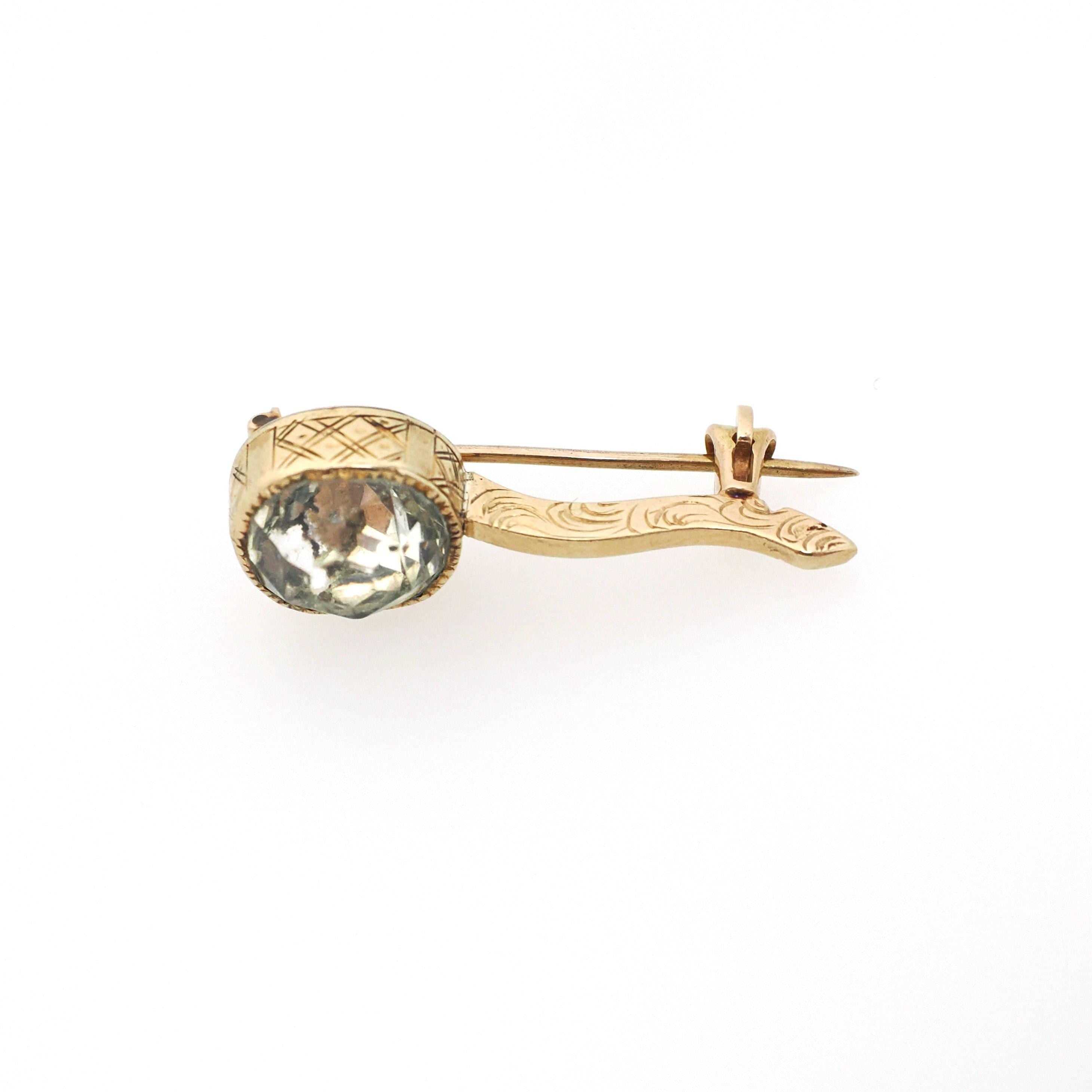 Antique Halley's Comet Brooch - Victorian 10k Gold Clear Old Cut Paste Stone Astronomy Pin - Vintage 1800s Era Celestial Rare Fine Jewelry