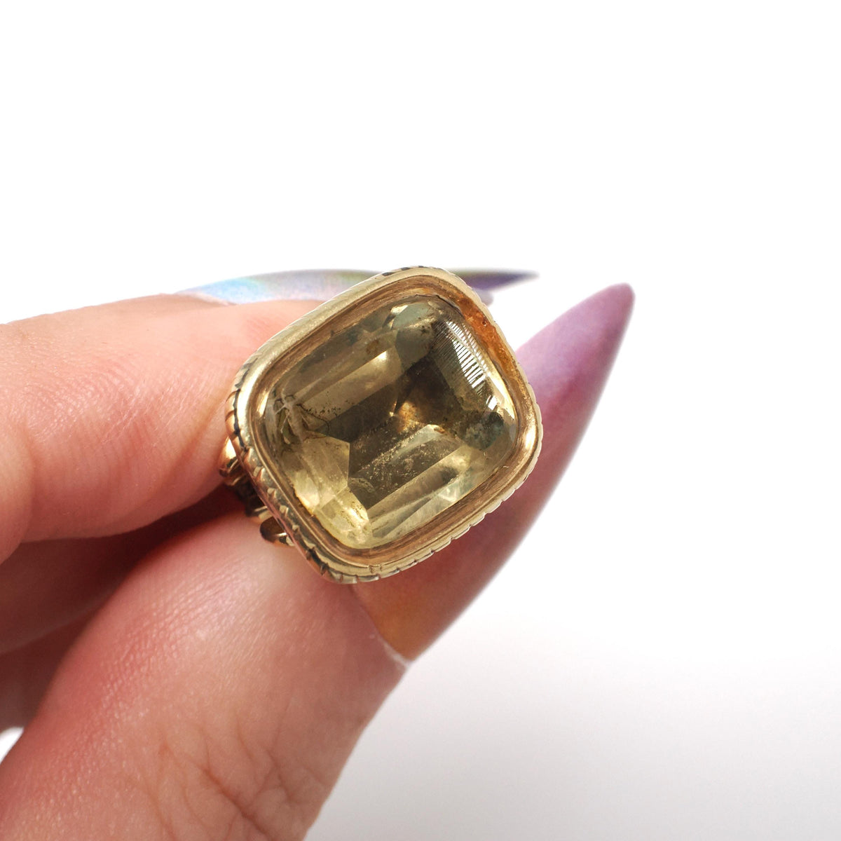 Antique Citrine Fob Necklace - Victorian Gold Filled Ornate Repousse Style Charm - Vintage Circa 1880s Era Pocket Watch Fashion Accessory