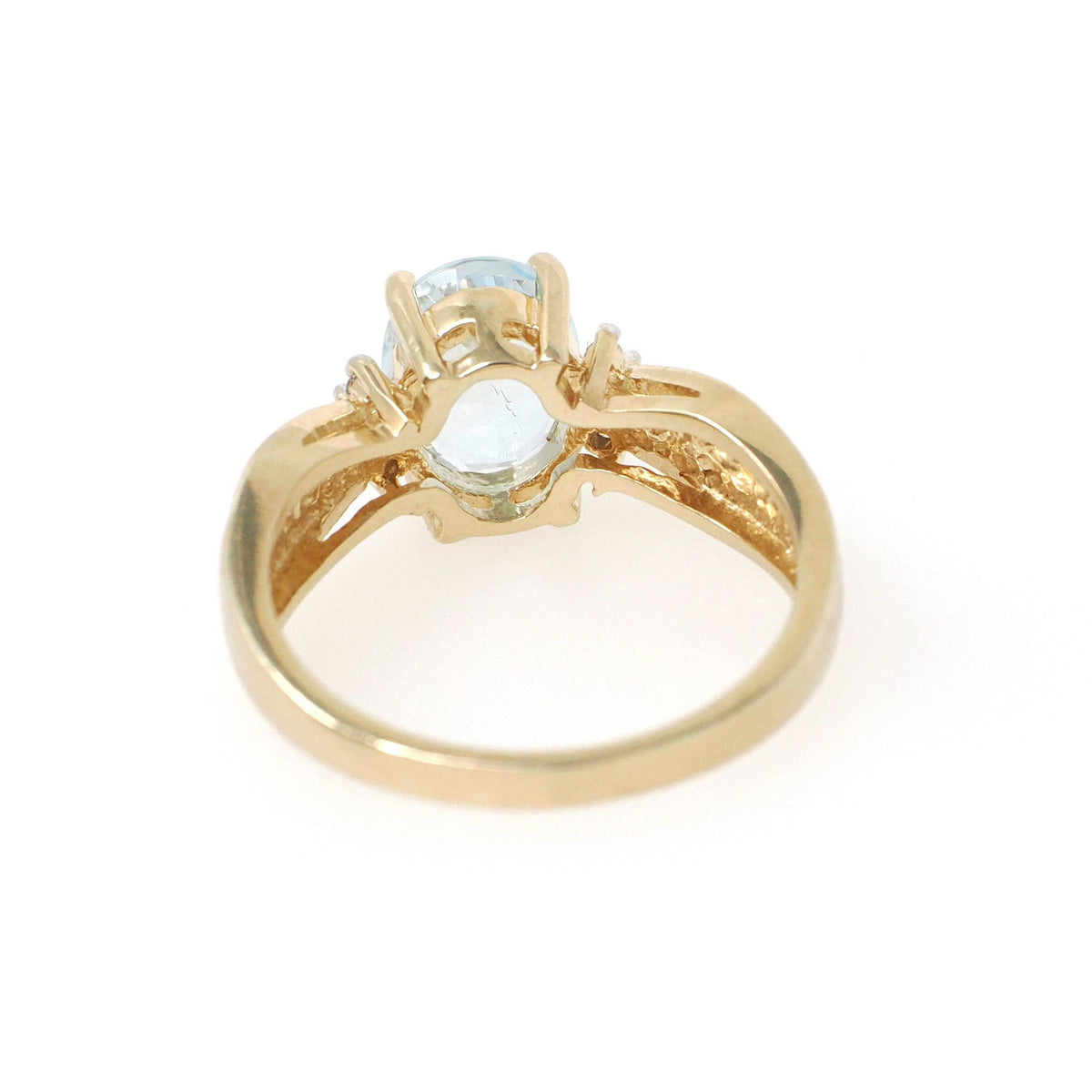 Aquamarine & Diamond Ring - Contemporary 14k Yellow Gold Oval Faceted 1.80 CT Blue Gem - Estate Circa 2000's Size 7 Fine Statement Jewelry