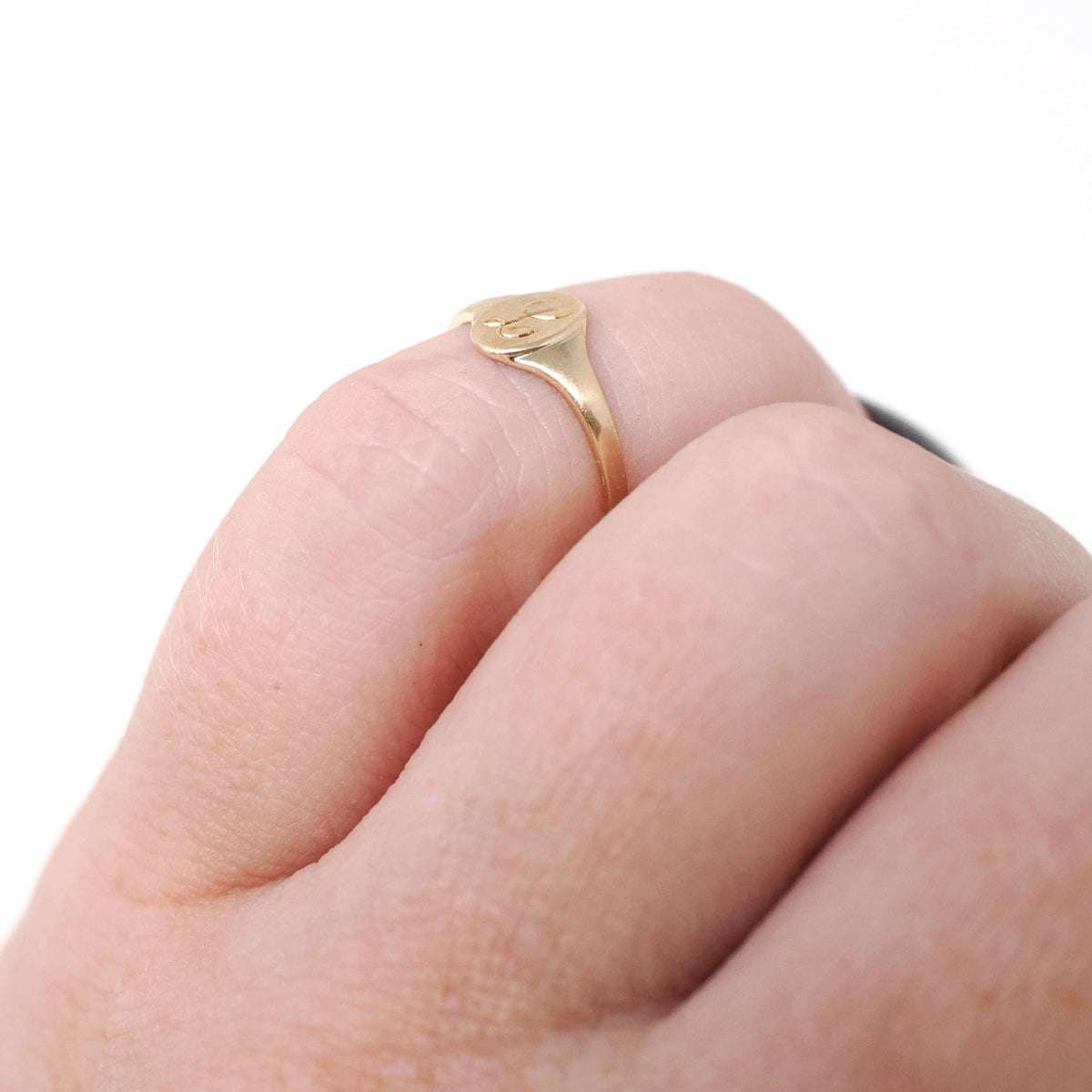 Initial "L" Ring - Mid Century 10k Yellow Gold Engraved Cursive Monogrammed - Vintage Circa 1960s Era Size 1 3/4 Fine Childrens Jewelry